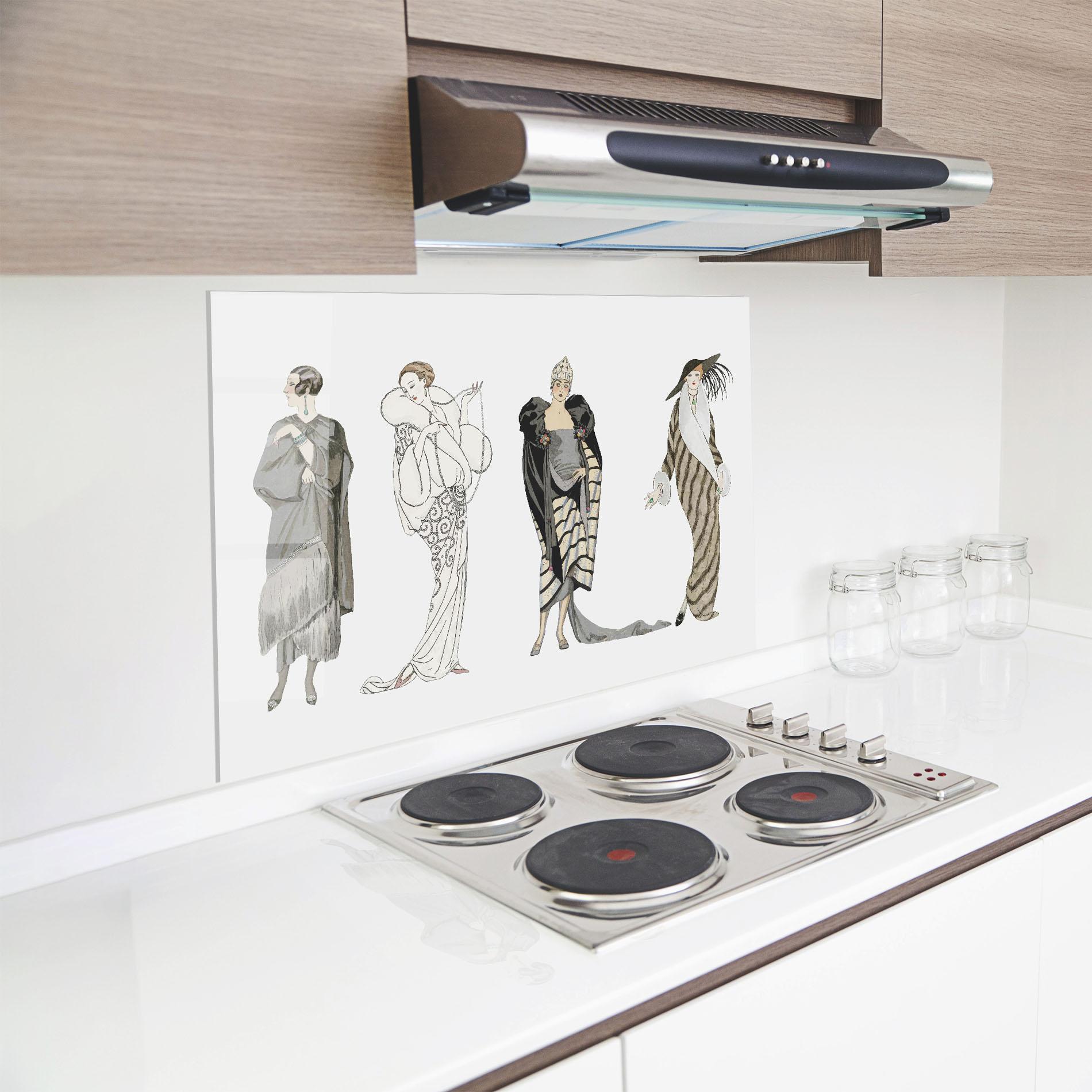 Küchenrückwand Glas Vintage Outfits mockup 8