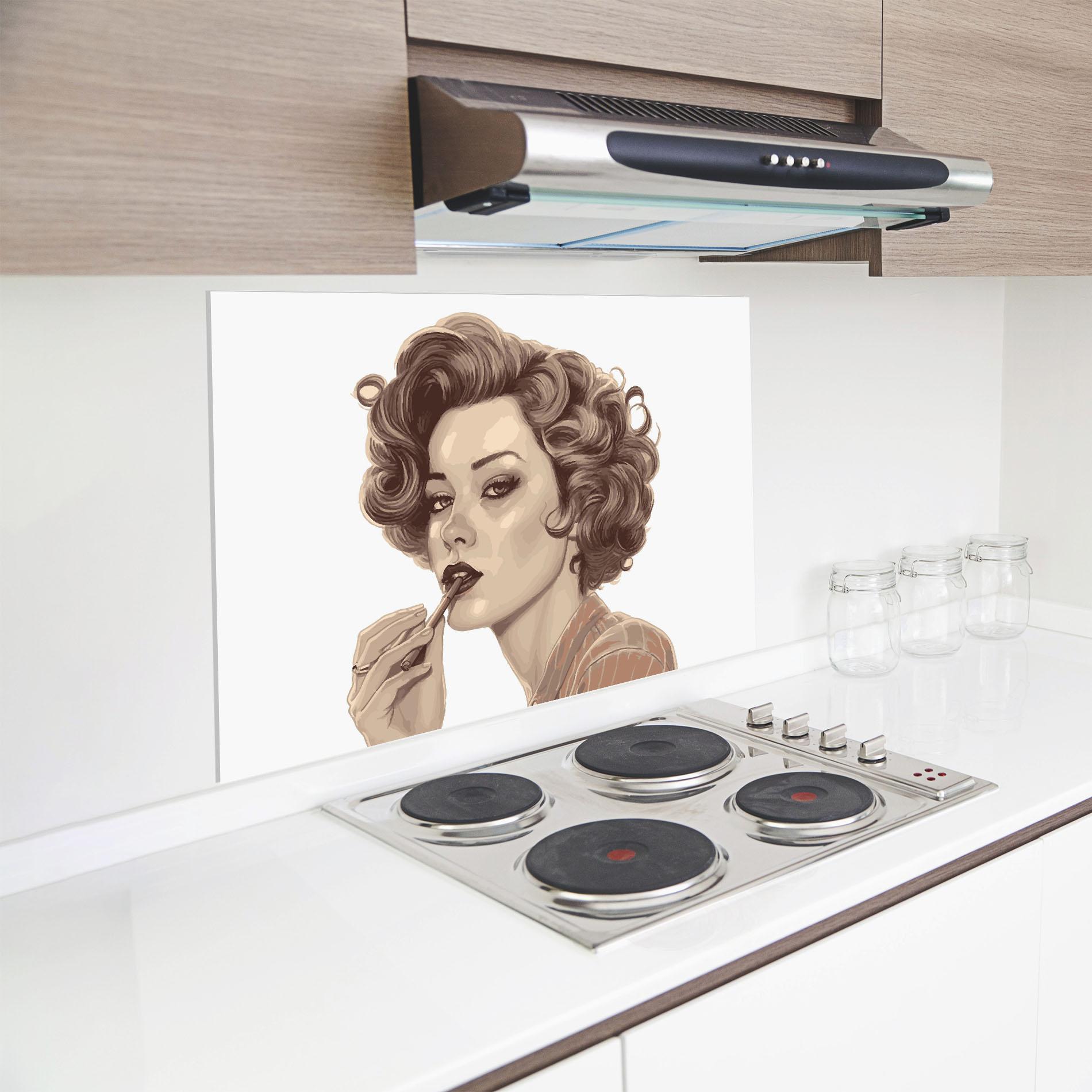 Küchenrückwand Glas Vintage Smoking mockup 8