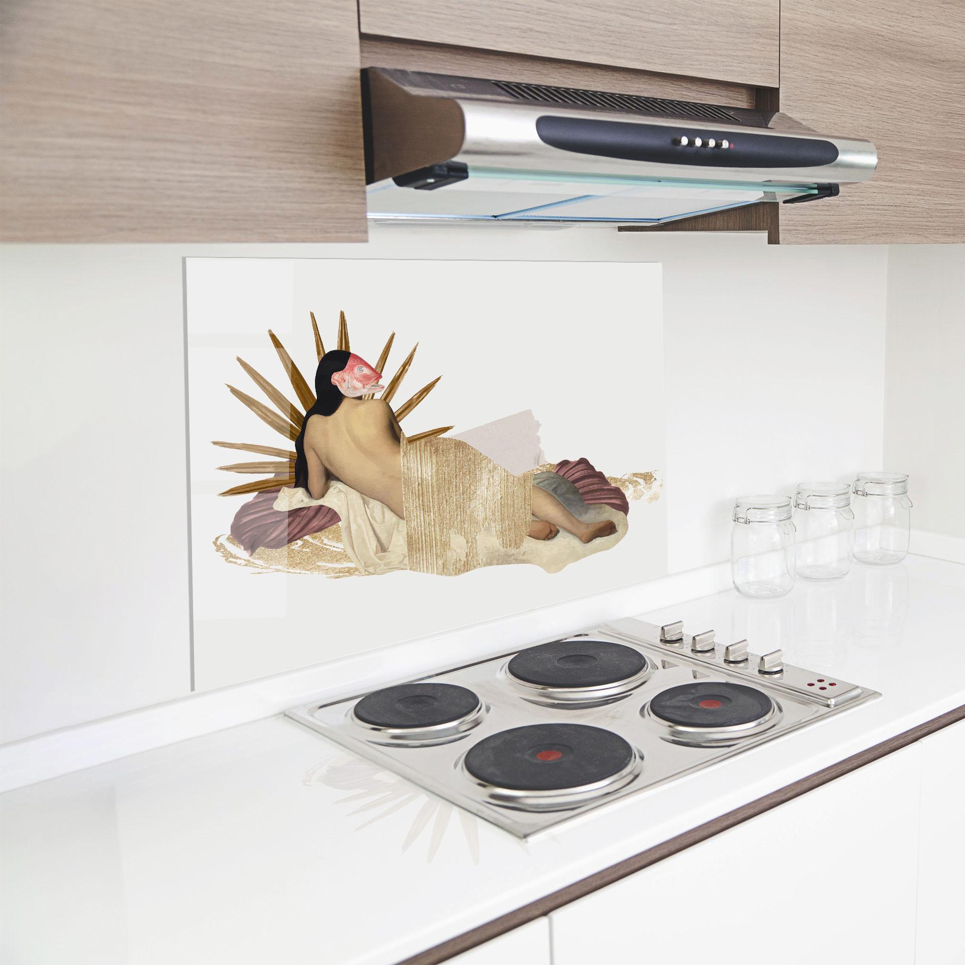 Küchenrückwand Glas Vintage Woman Art mockup 8