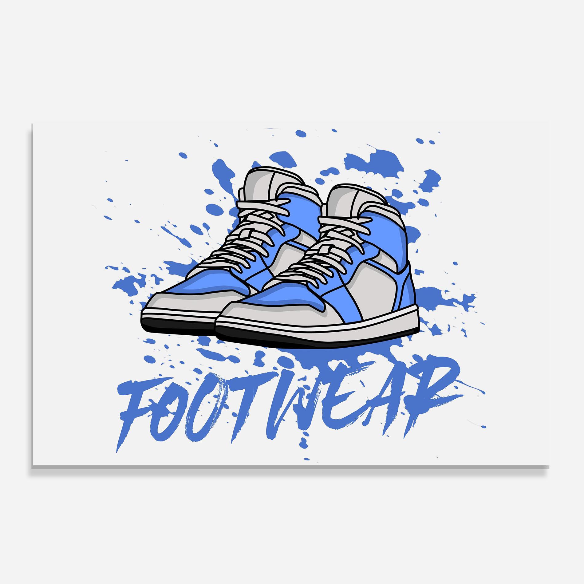 Küchenrückwand Glas Blue Footwear mockup 0