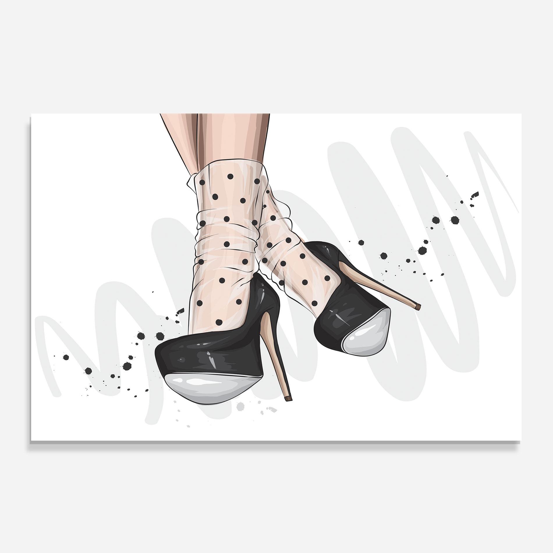 Küchenrückwand Glas Cute Black Heels Art mockup 0