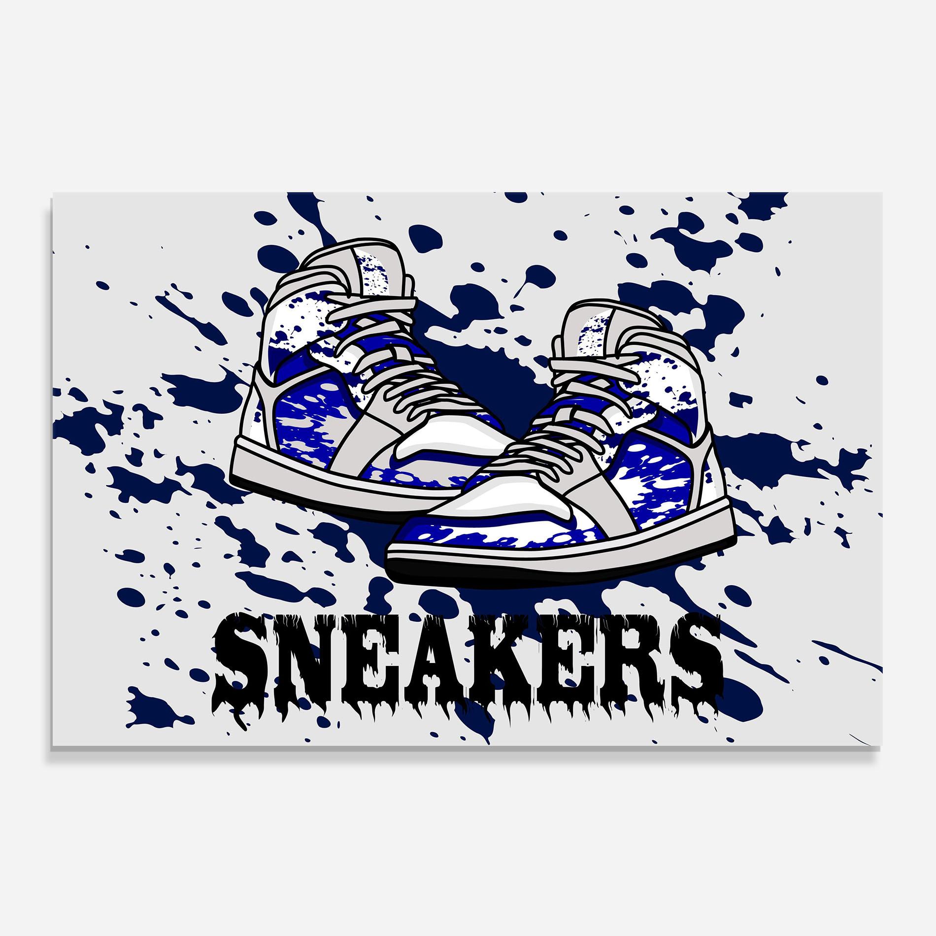 Küchenrückwand Glas Dark Blue Sneakers mockup 0