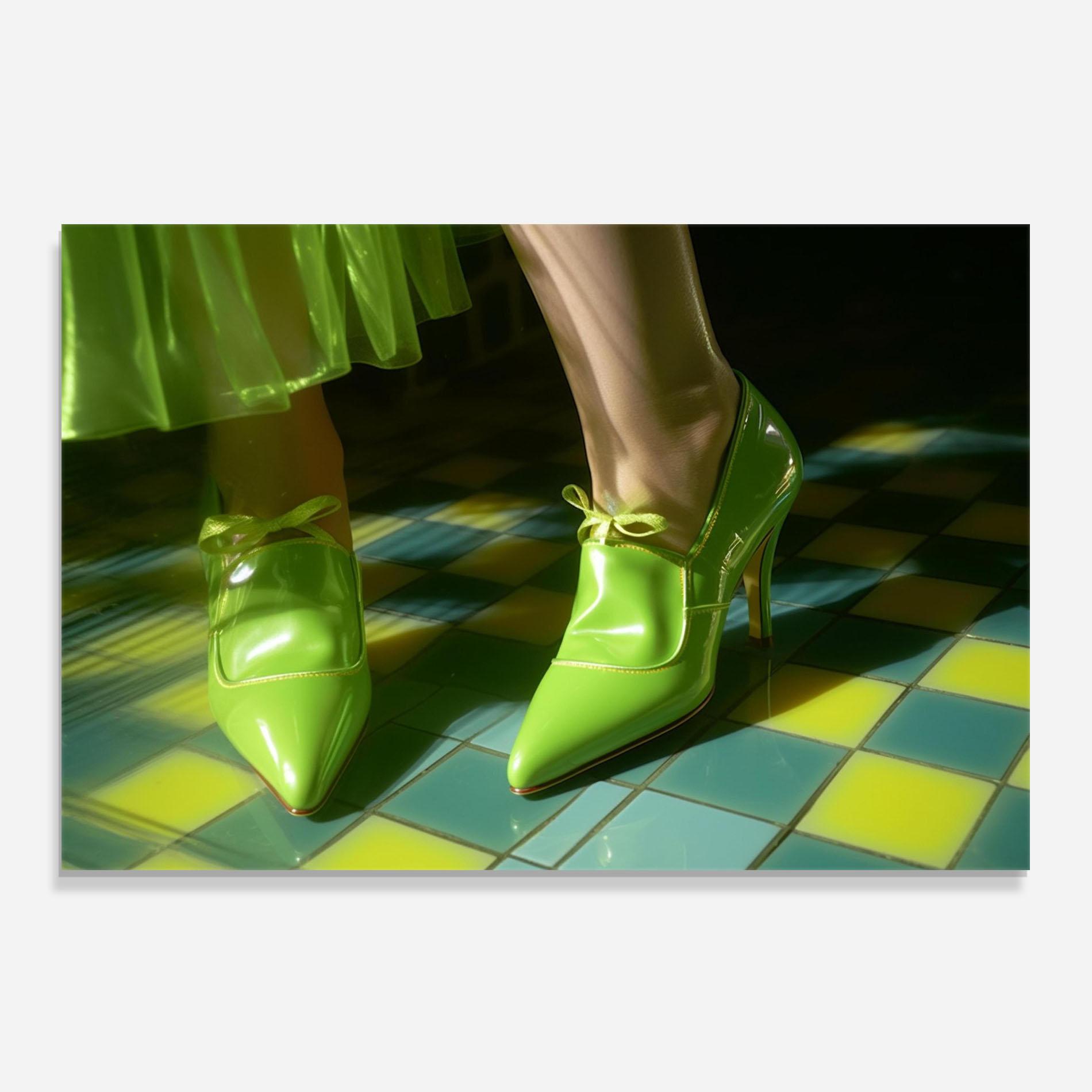 Küchenrückwand Glas Green Elegant Shoes mockup 0
