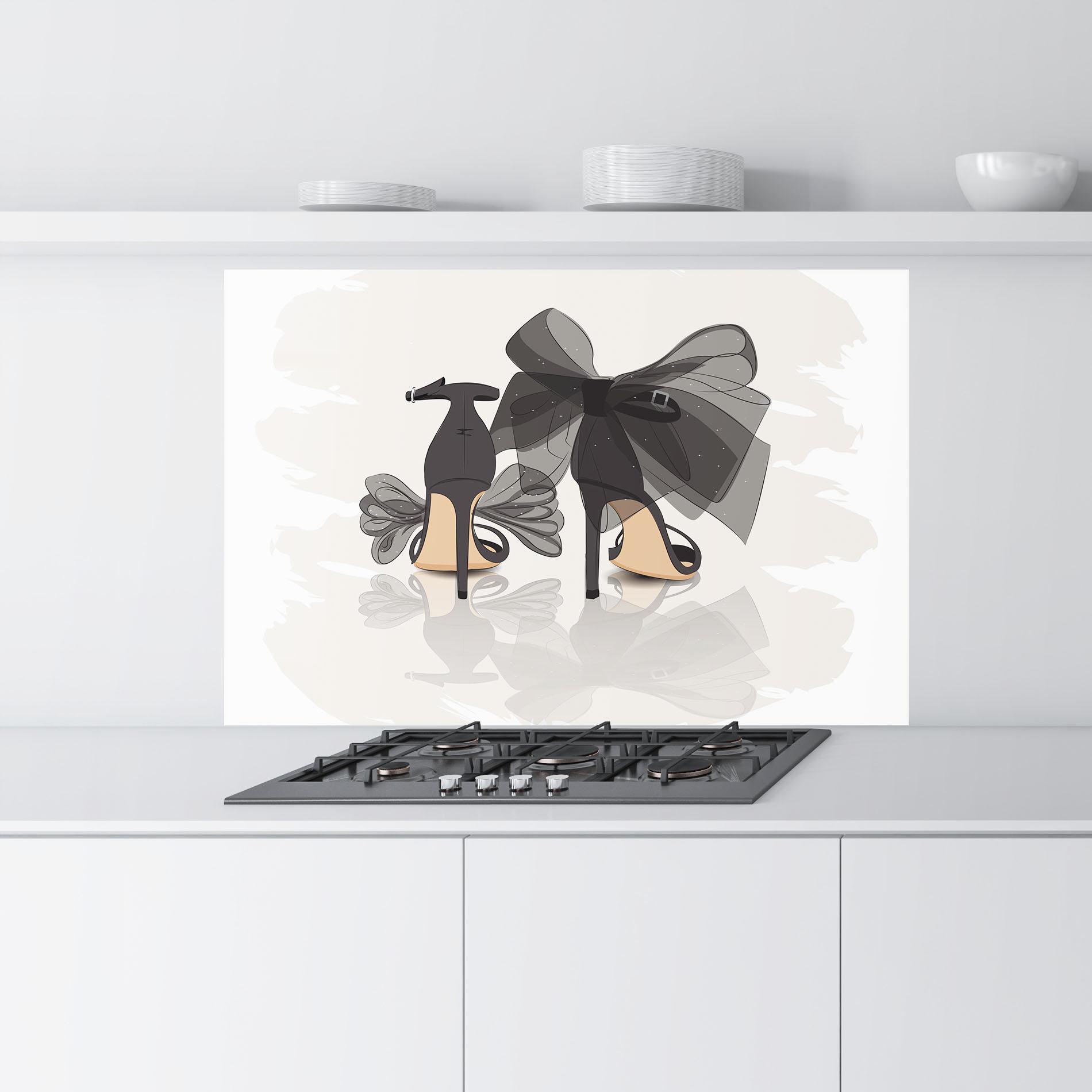 Küchenrückwand Glas Black Bow Heels mockup 9