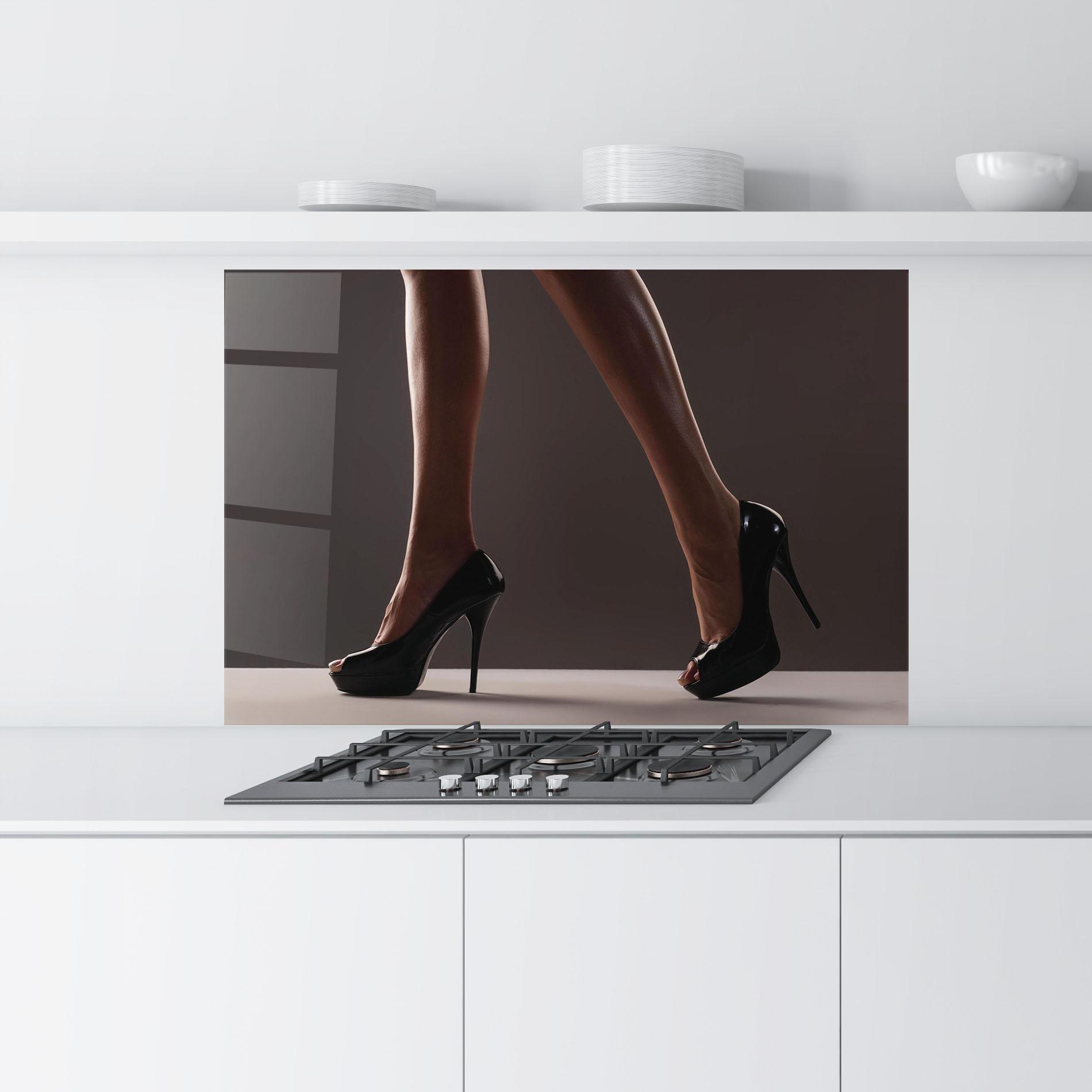Küchenrückwand Glas Black High Heels mockup 9
