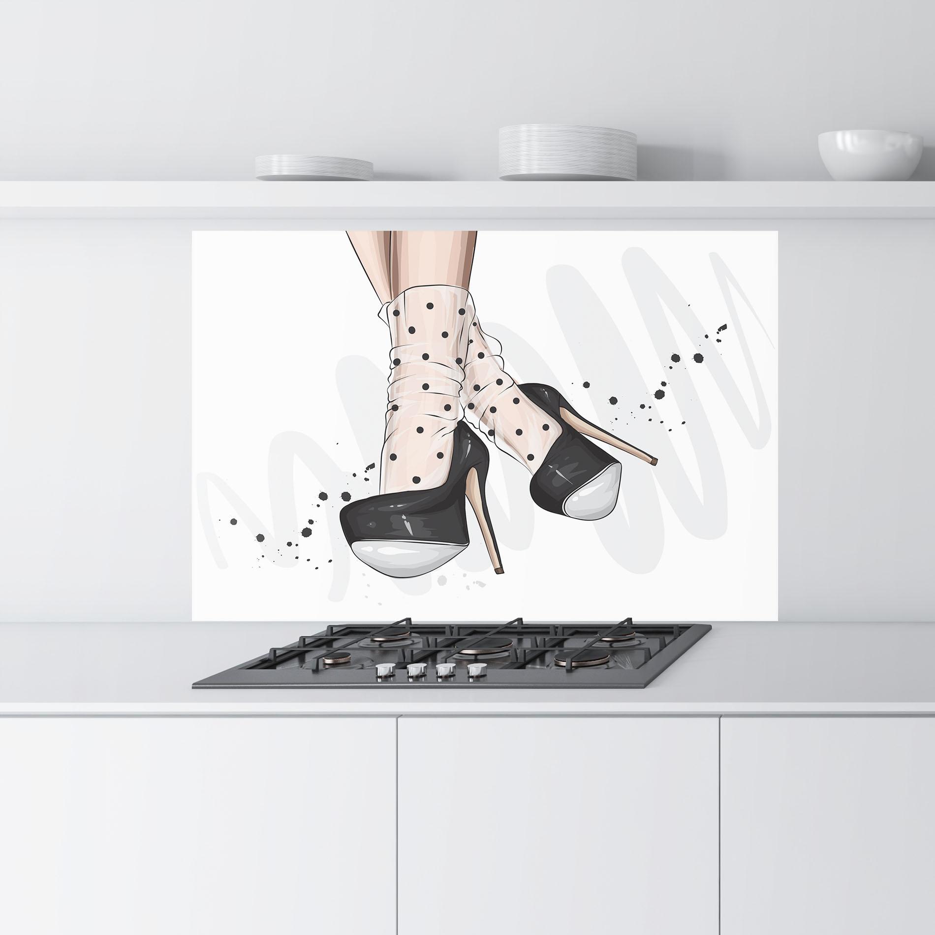 Küchenrückwand Glas Cute Black Heels Art mockup 9
