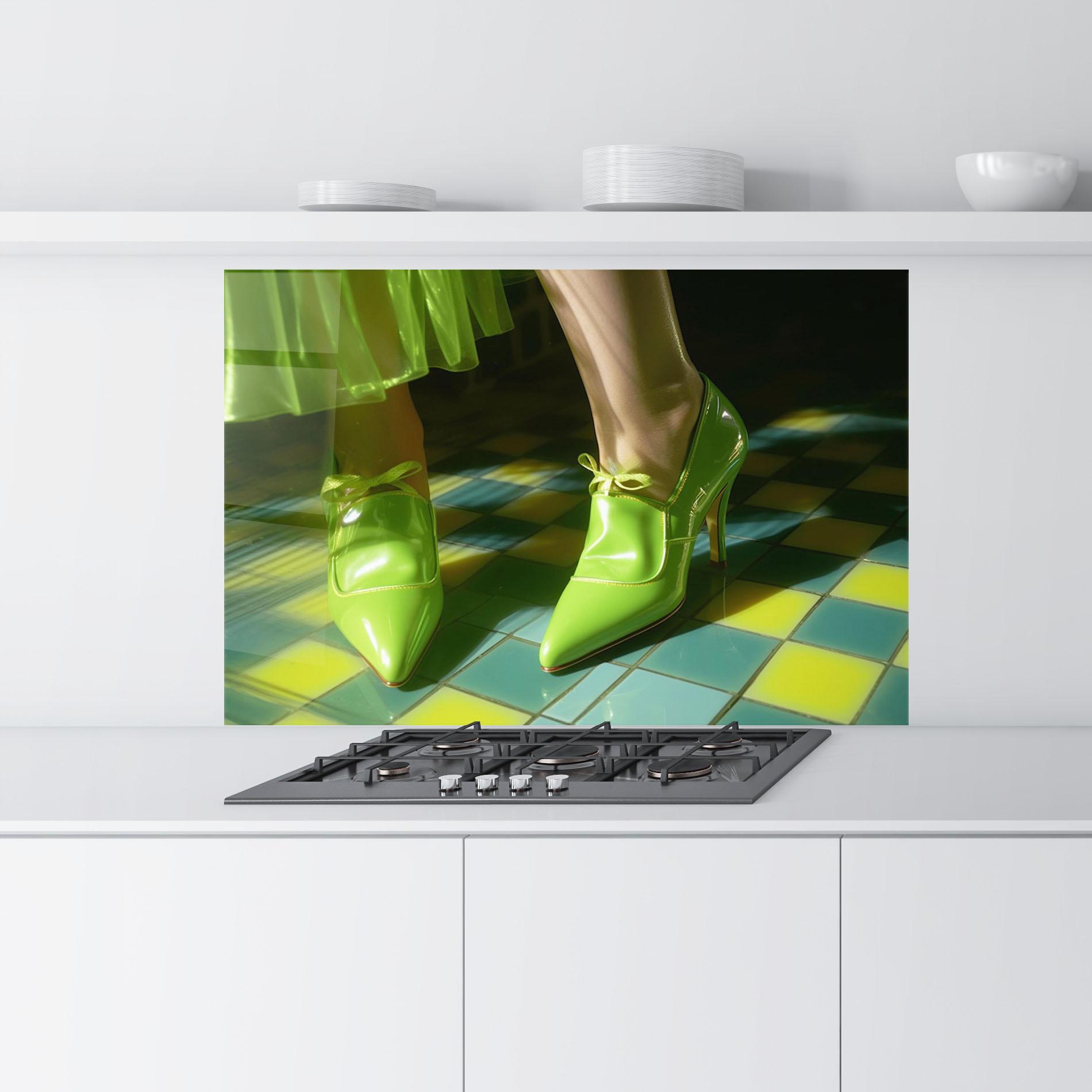 Küchenrückwand Glas Green Elegant Shoes mockup 9