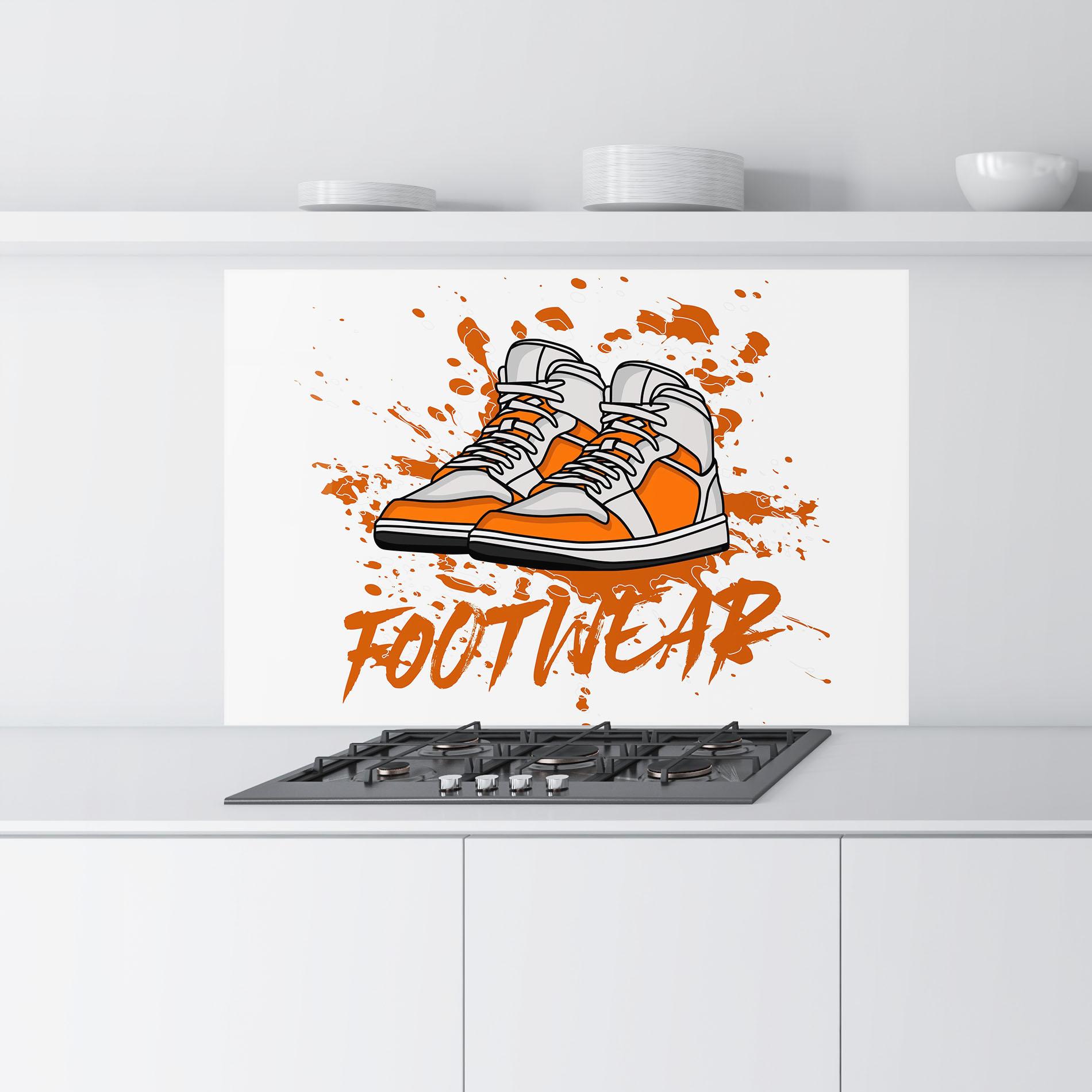 Küchenrückwand Glas Orange Footwear mockup 9