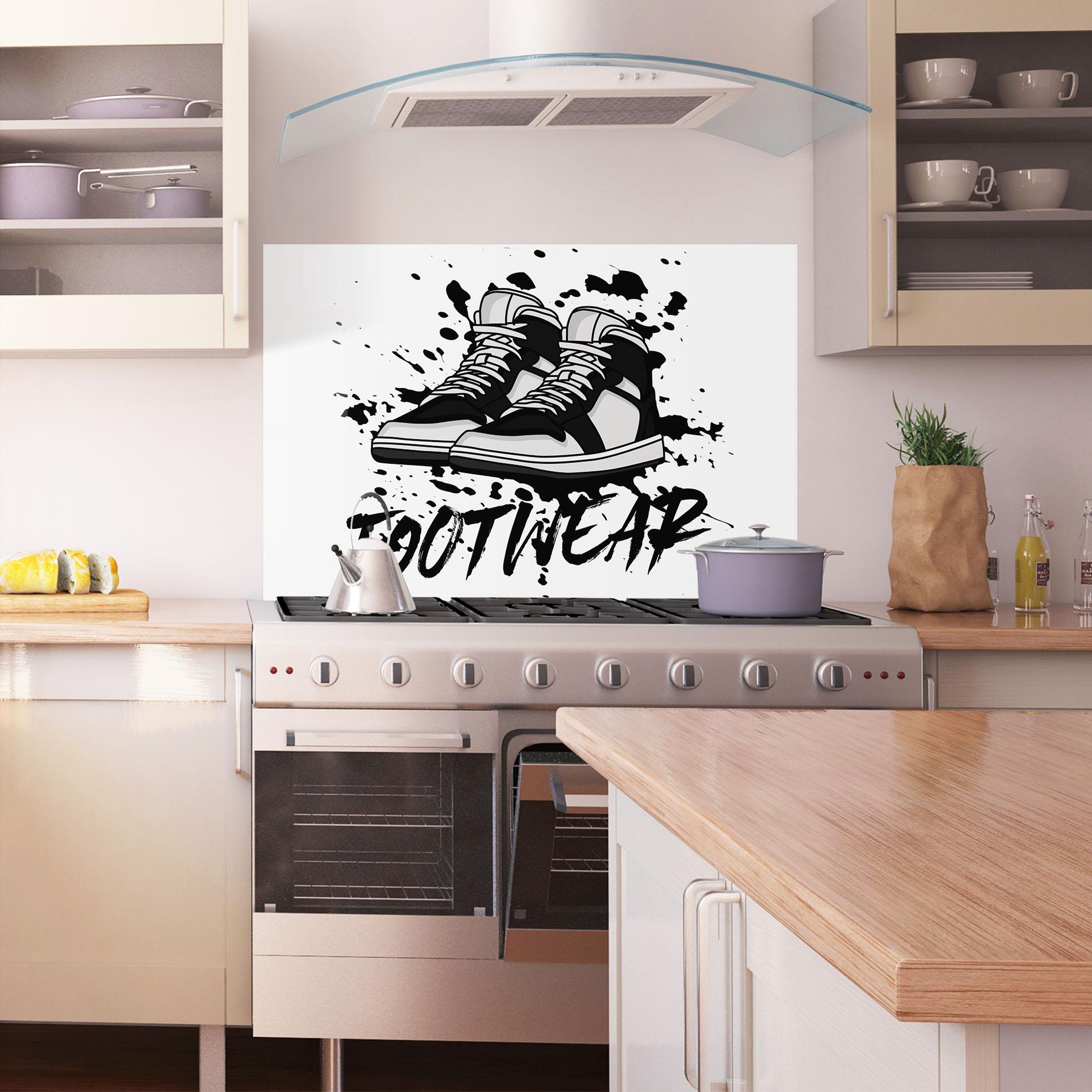Küchenrückwand Glas Black Footwear mockup 1