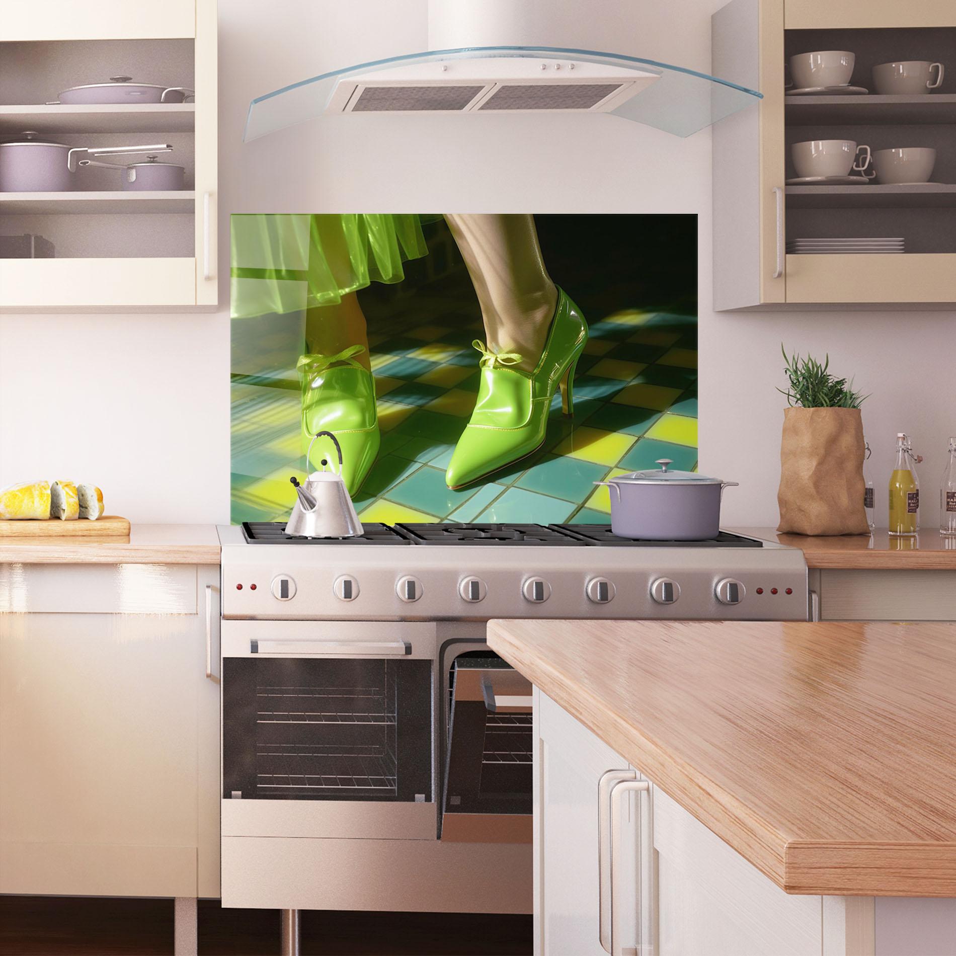 Küchenrückwand Glas Green Elegant Shoes mockup 1