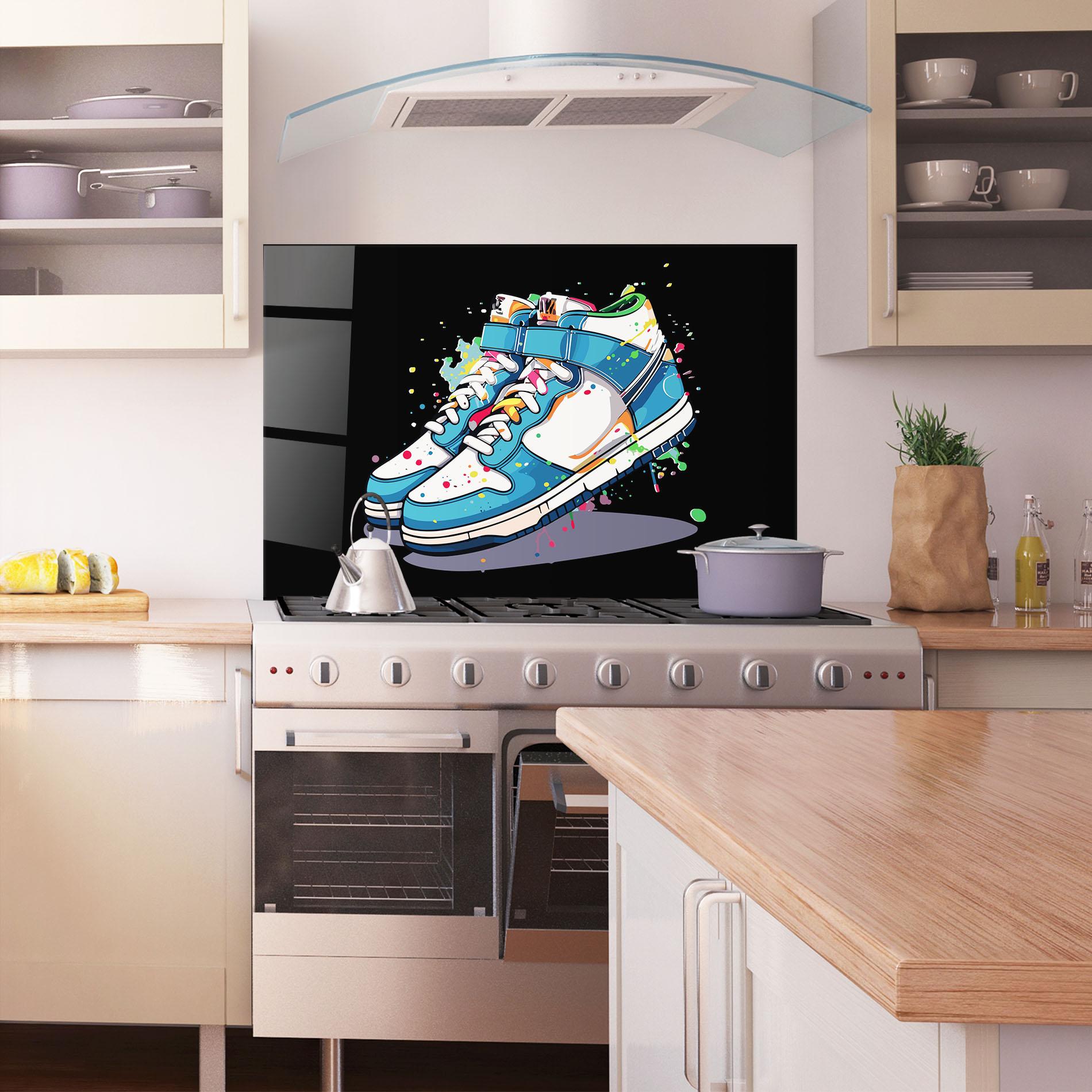 Küchenrückwand Glas Shoes Splash Color mockup 1