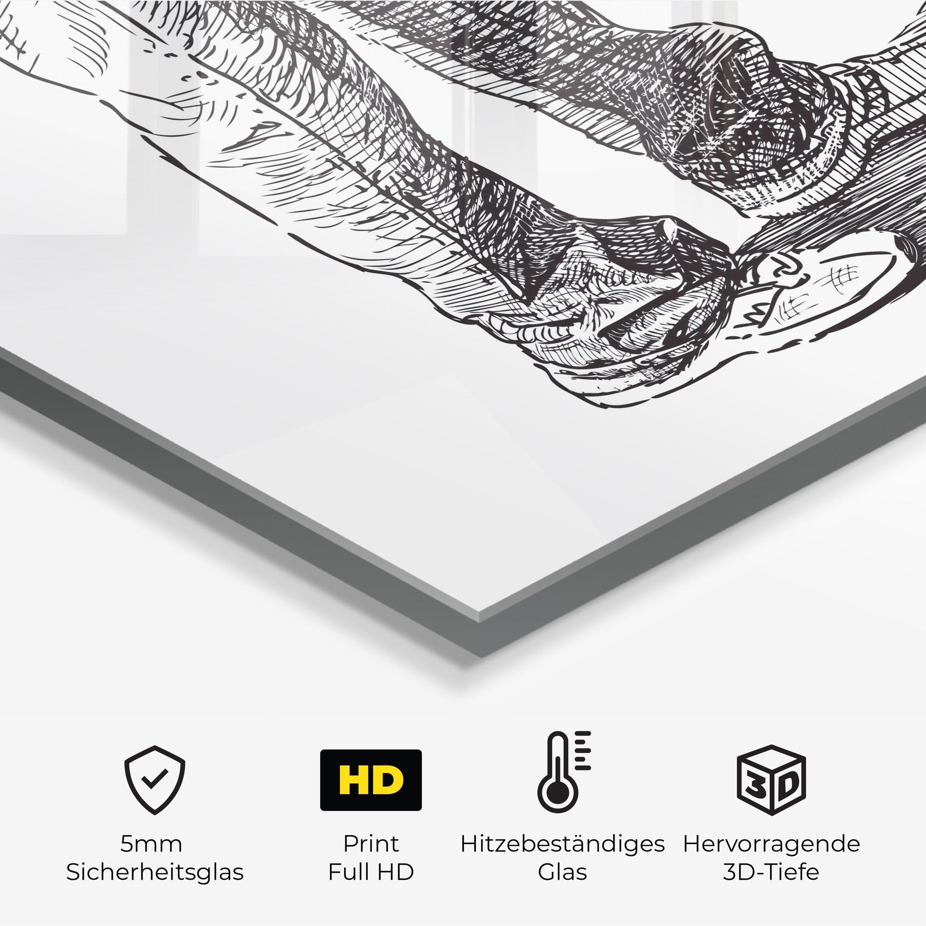 Küchenrückwand Glas Black Line Shoes mockup 2