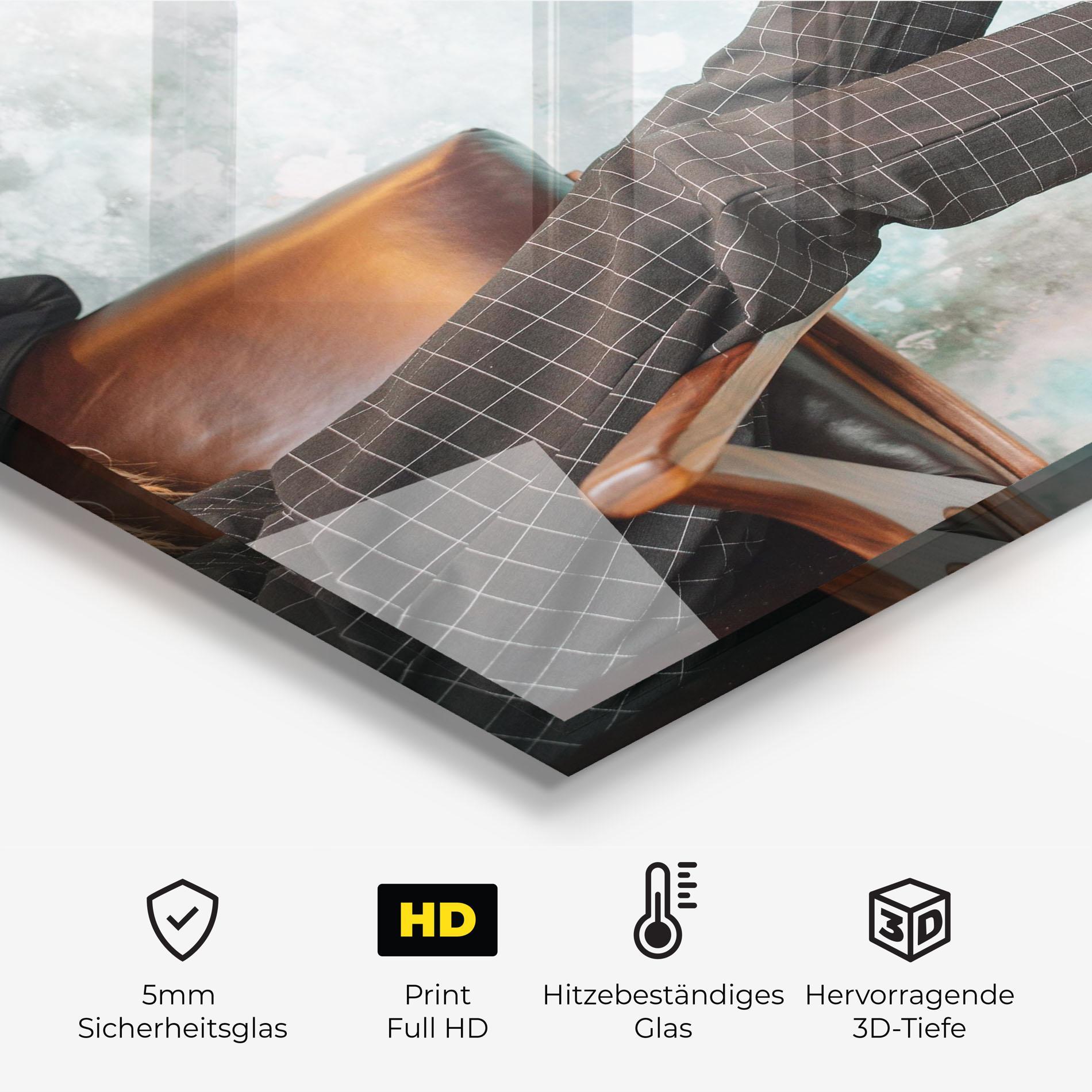 Küchenrückwand Glas Black Shoes On Chair mockup 2