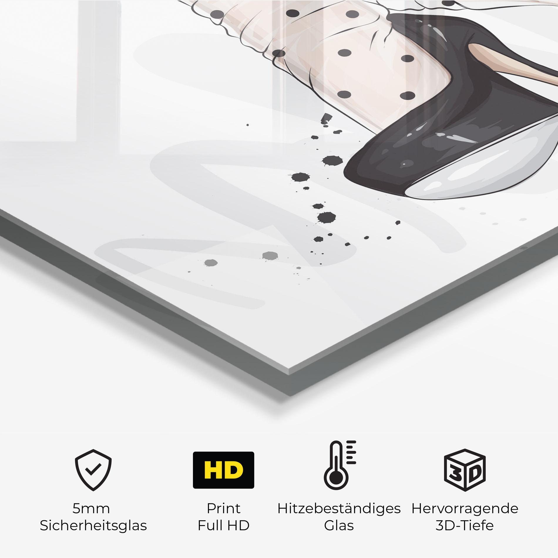 Küchenrückwand Glas Cute Black Heels Art mockup 2