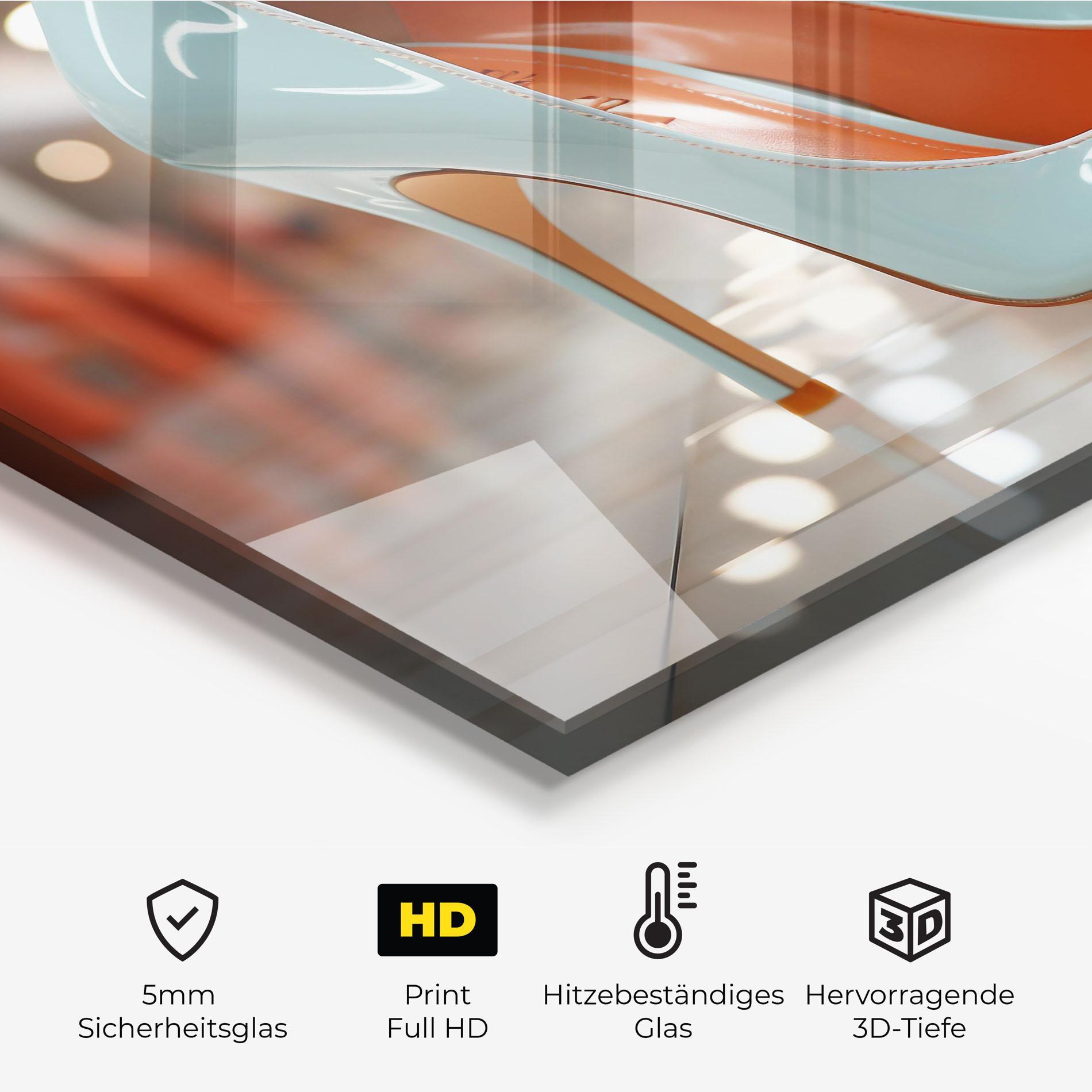 Küchenrückwand Glas Light Blue Heels mockup 2