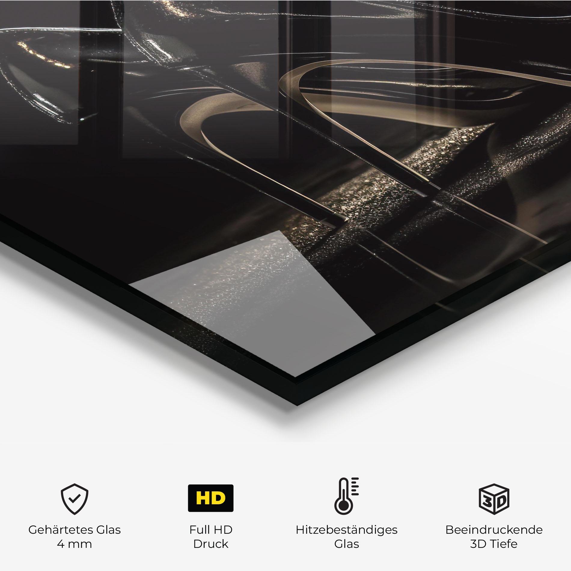 Küchenrückwand Glas Black Leather Shoes mockup 2