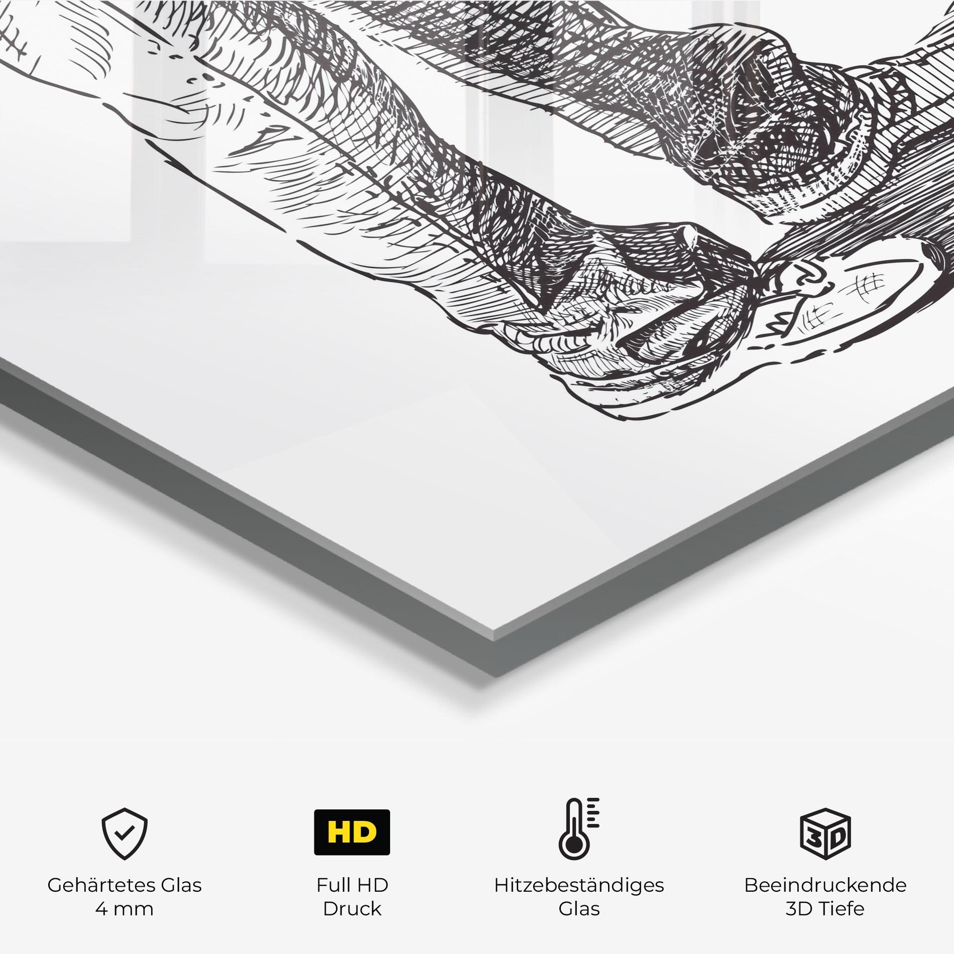 Küchenrückwand Glas Black Line Shoes mockup 2