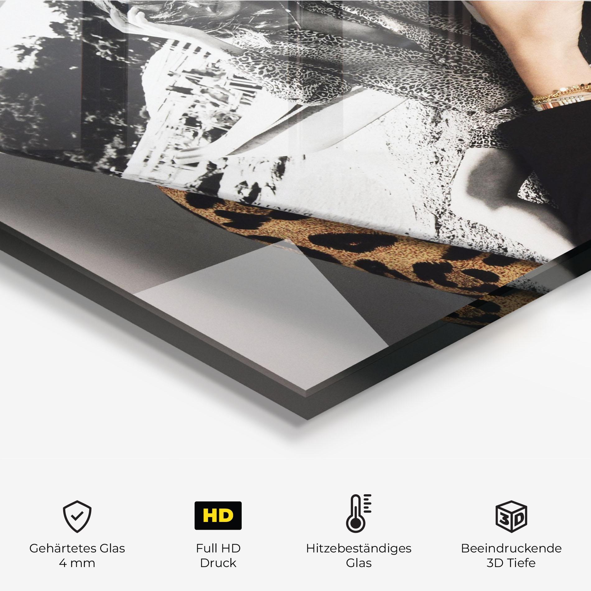 Küchenrückwand Glas Black Shoes Holding Coffee mockup 2