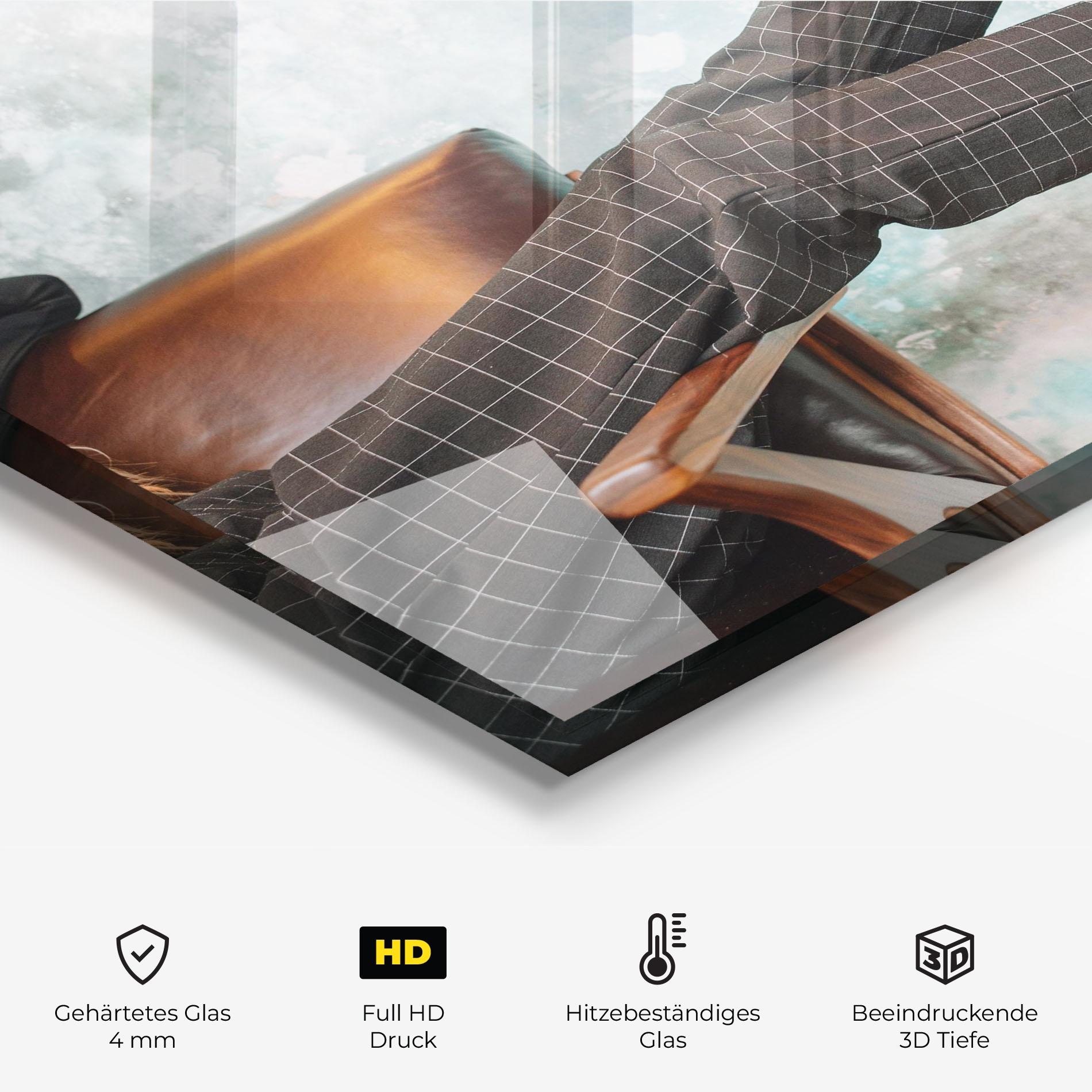 Küchenrückwand Glas Black Shoes On Chair mockup 2