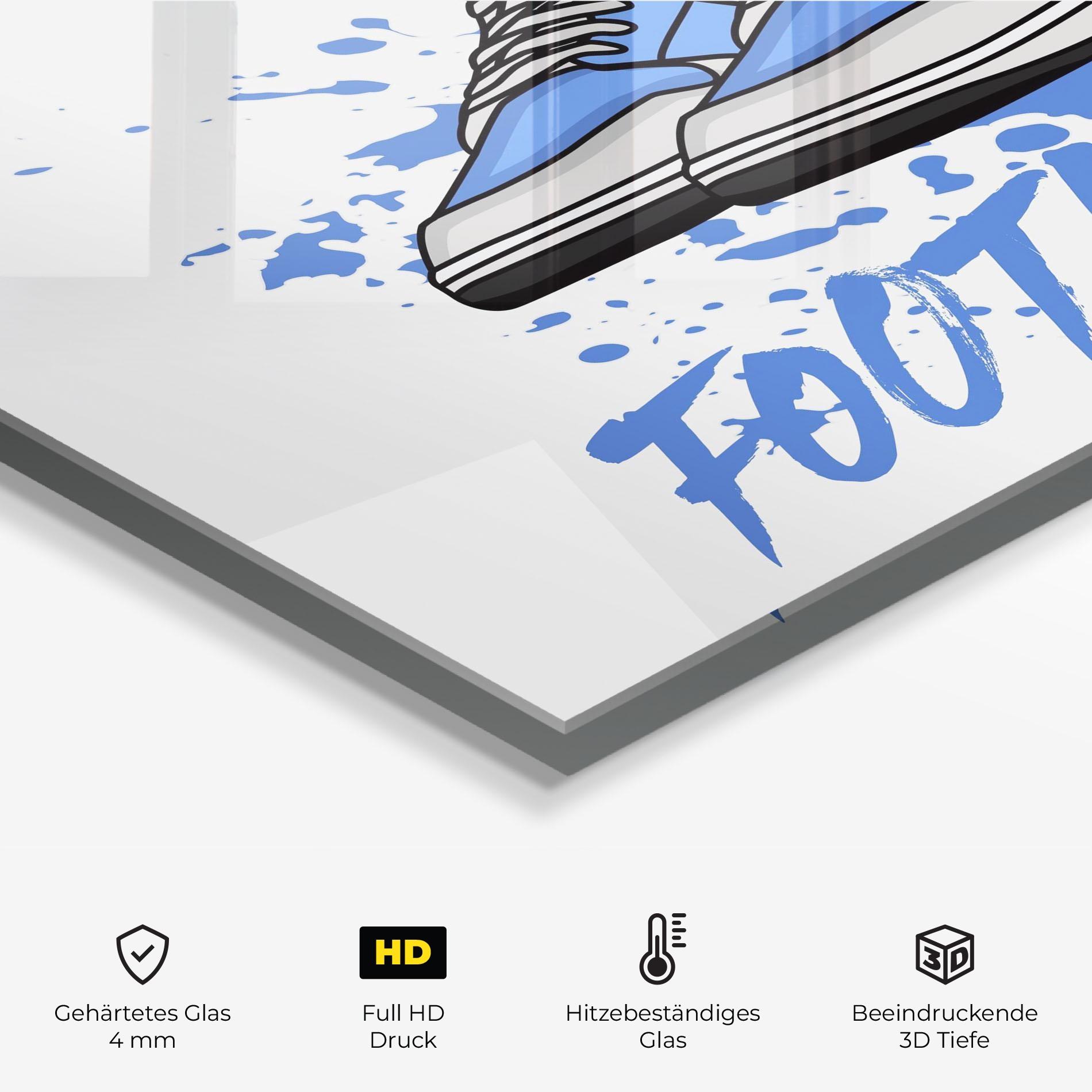 Küchenrückwand Glas Blue Footwear mockup 2