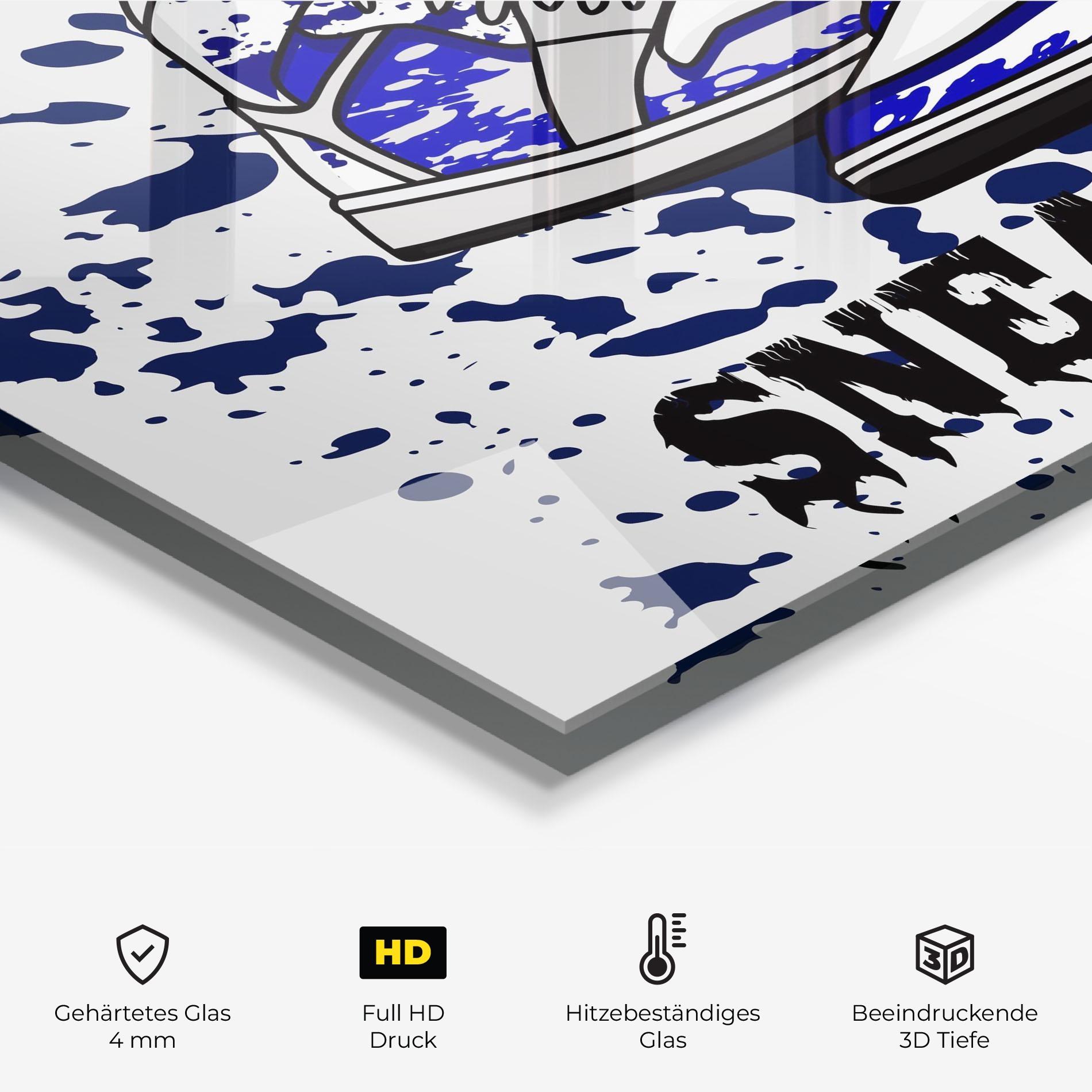 Küchenrückwand Glas Dark Blue Sneakers mockup 2