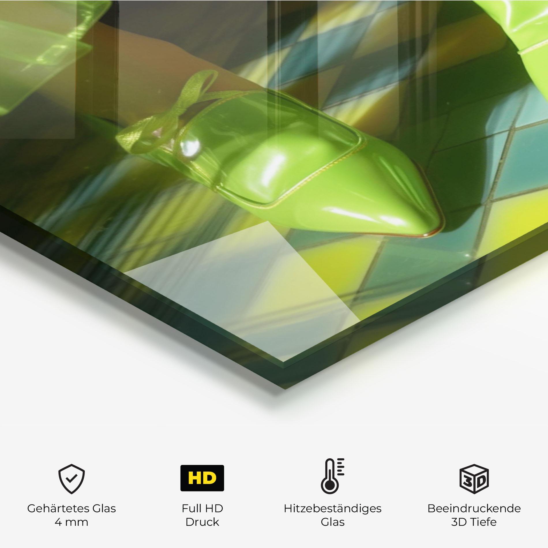 Küchenrückwand Glas Green Elegant Shoes mockup 2