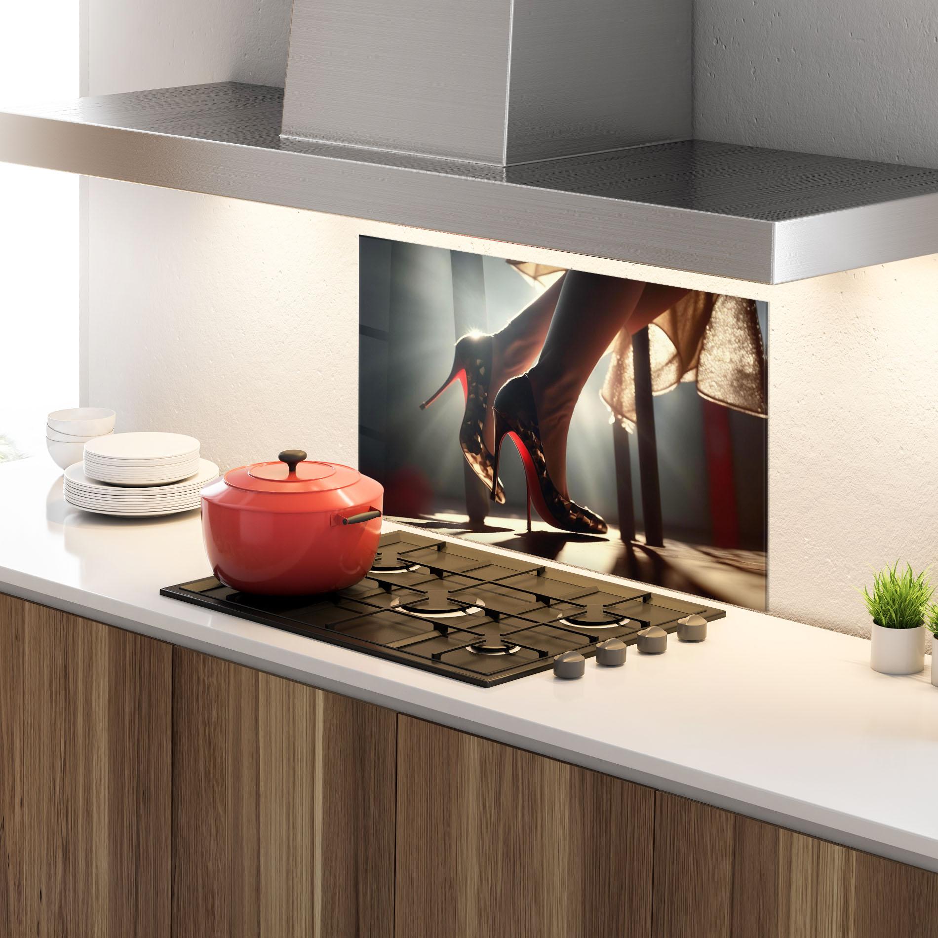 Küchenrückwand Glas Heels In The Sun mockup 4