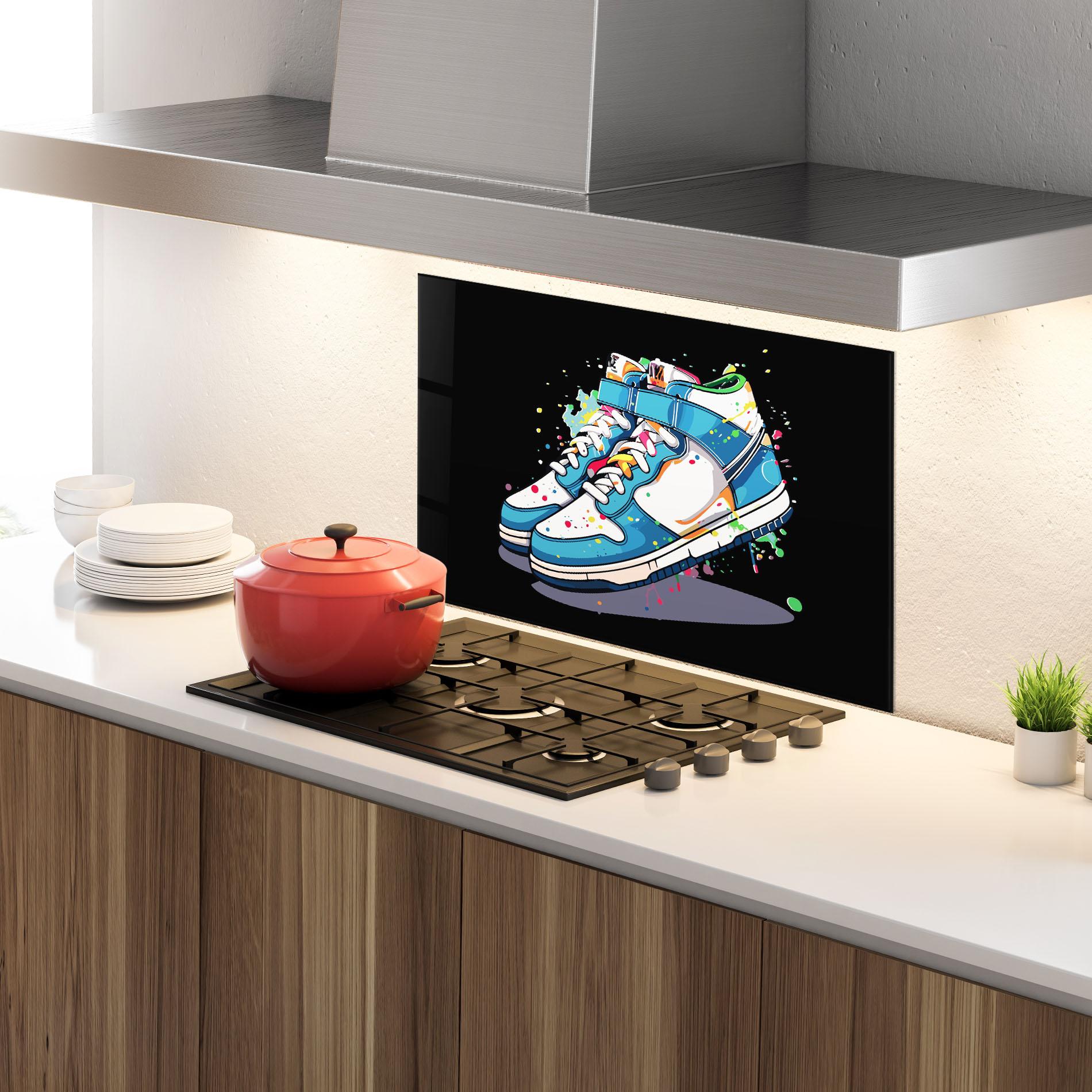 Küchenrückwand Glas Shoes Splash Color mockup 4