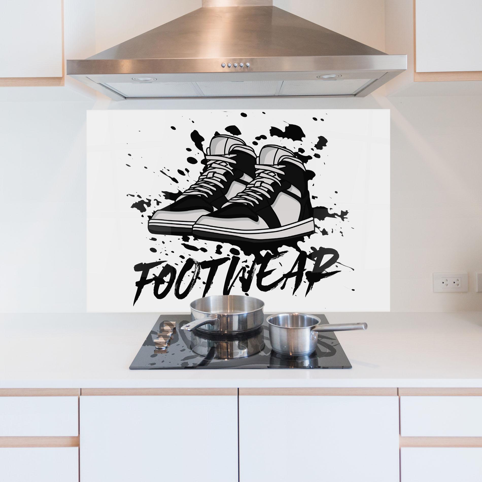 Küchenrückwand Glas Black Footwear mockup 5