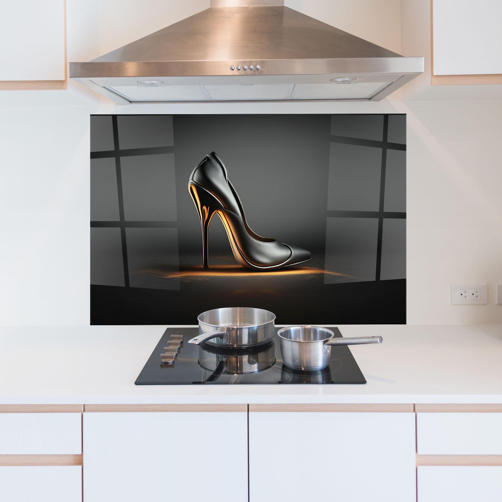 Küchenrückwand Glas Black Shoe Product mockup 5