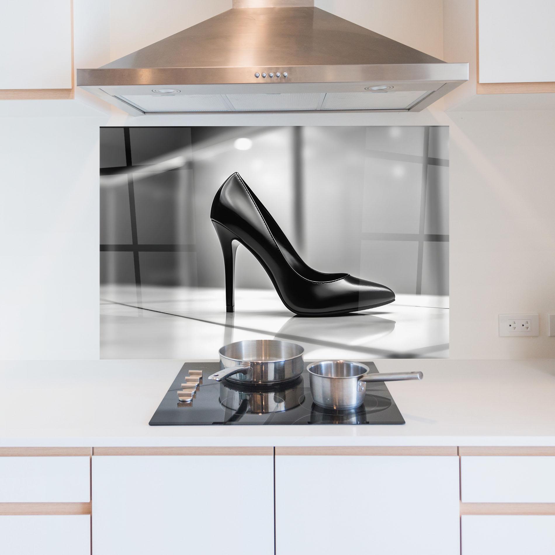 Küchenrückwand Glas Black Unique Design mockup 5