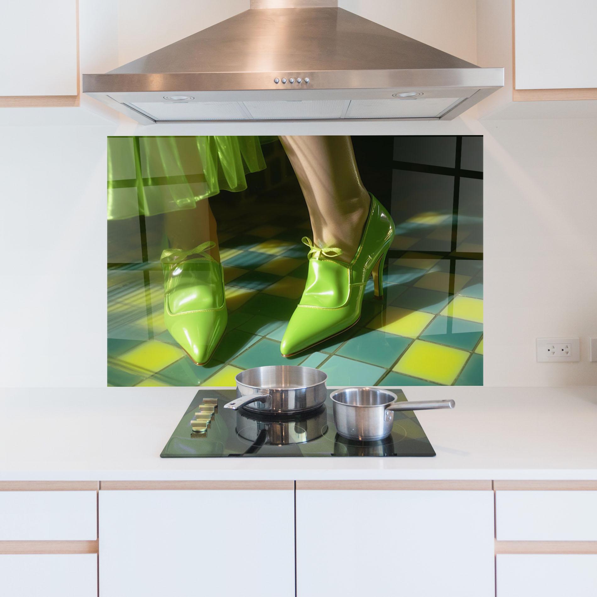 Küchenrückwand Glas Green Elegant Shoes mockup 5