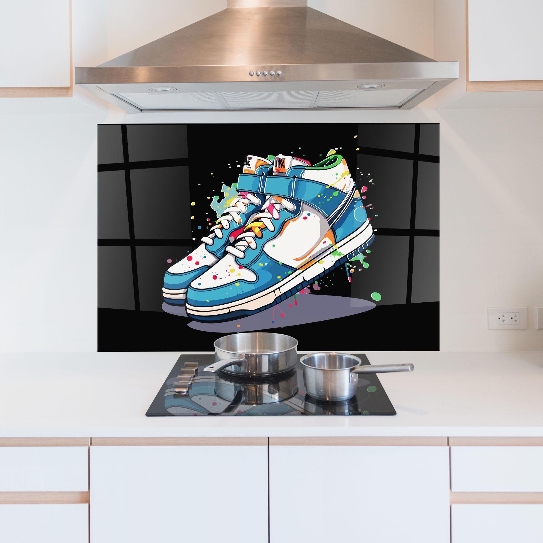 Küchenrückwand Glas Shoes Splash Color mockup 5