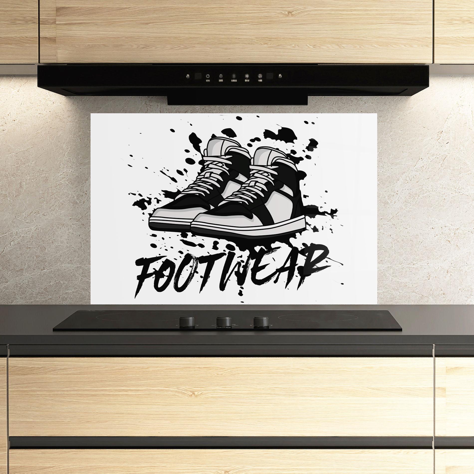 Küchenrückwand Glas Black Footwear mockup 3