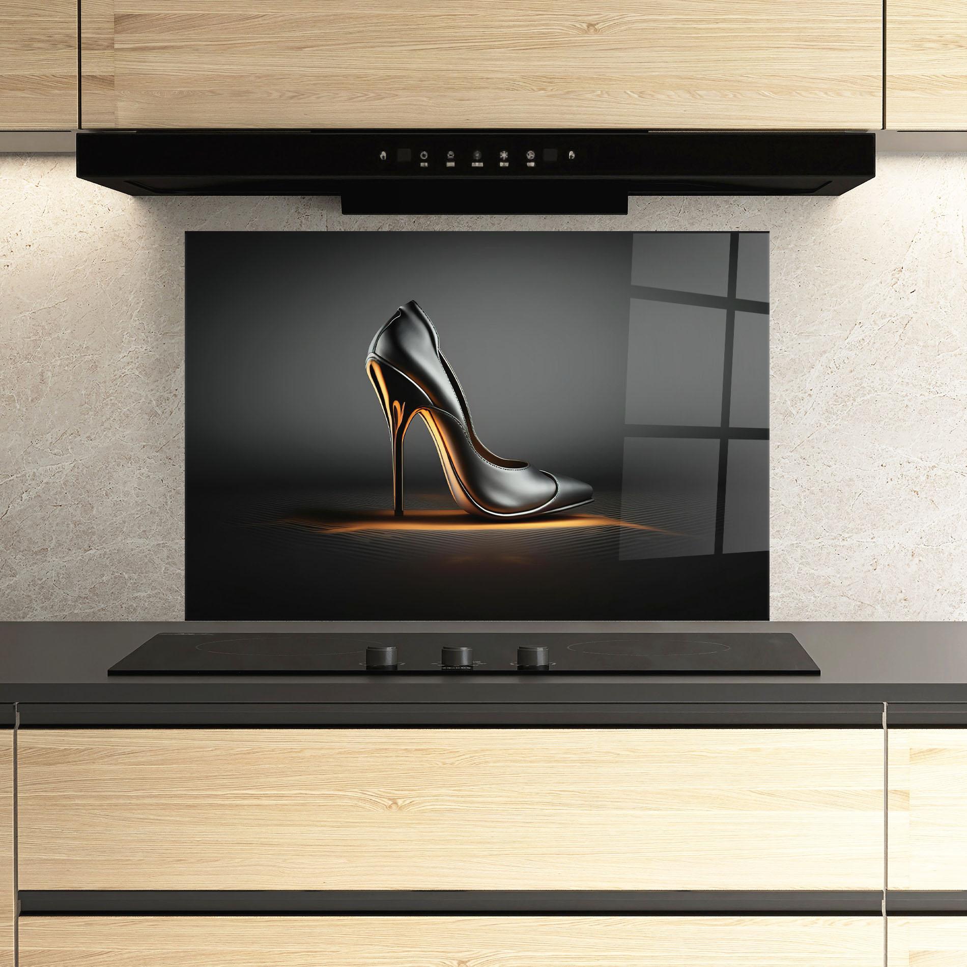 Küchenrückwand Glas Black Shoe Product mockup 3