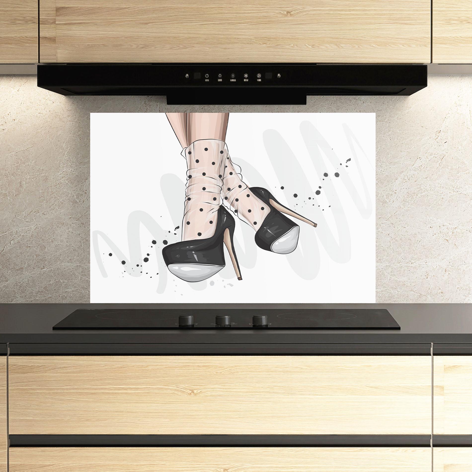 Küchenrückwand Glas Cute Black Heels Art mockup 3