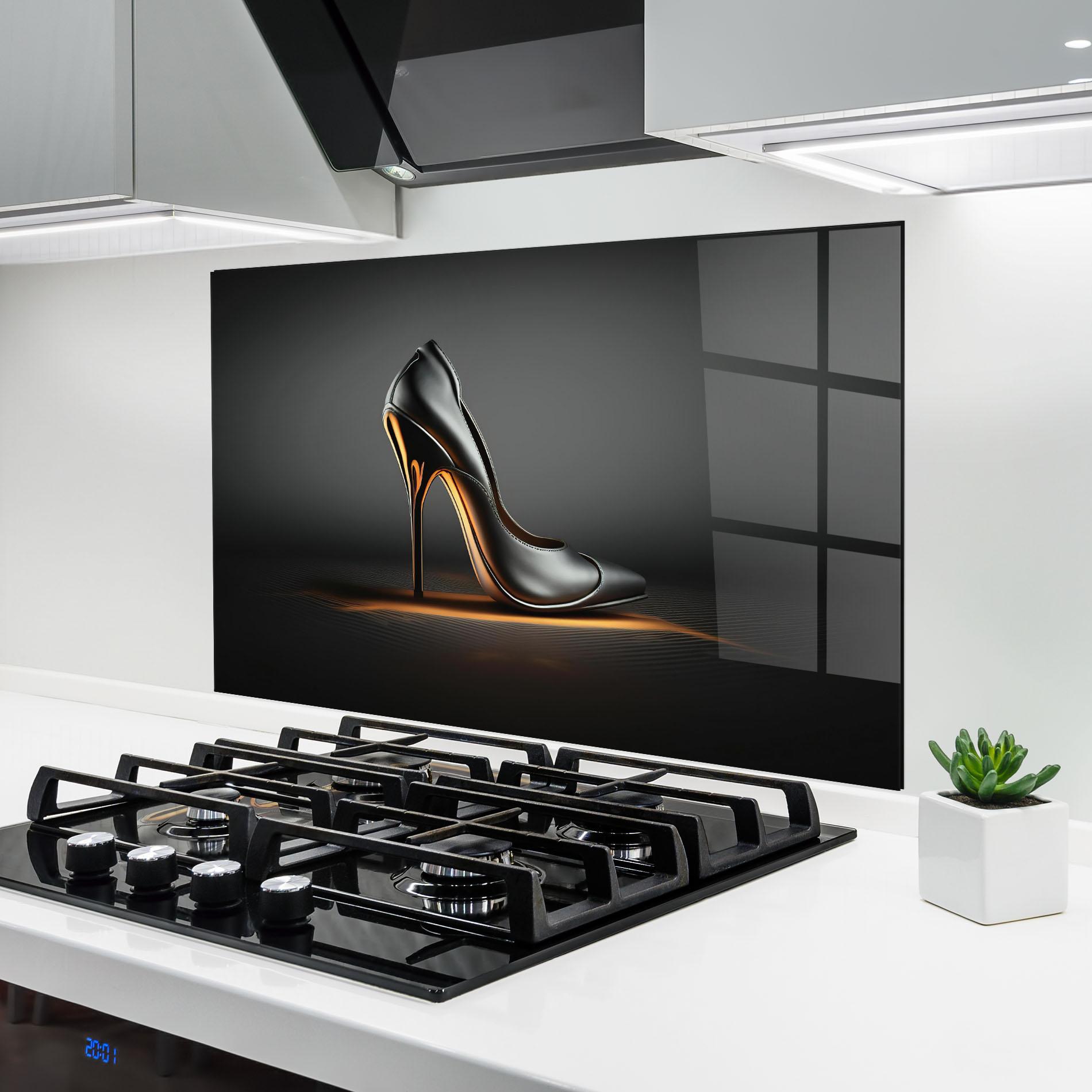 Küchenrückwand Glas Black Shoe Product mockup 6