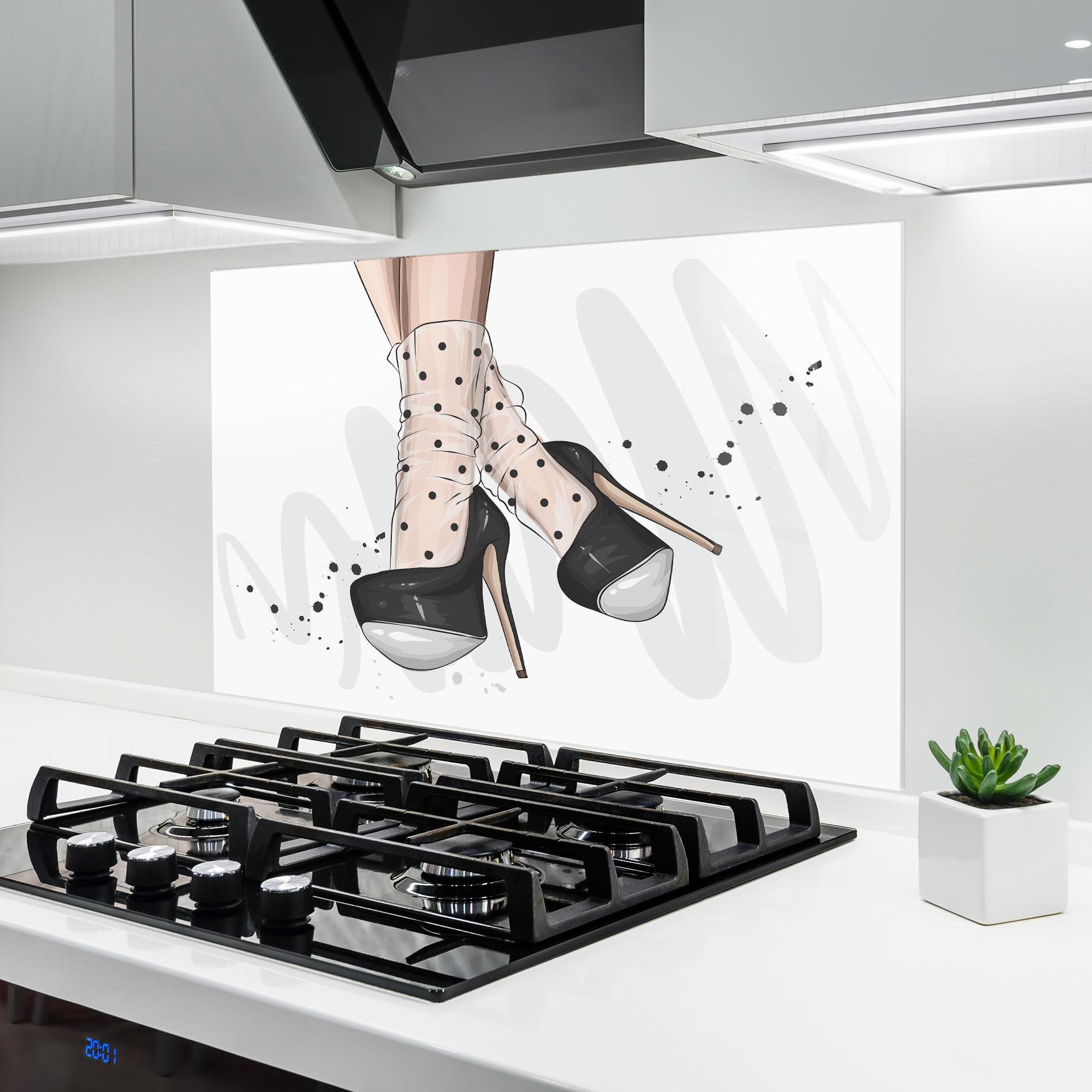 Küchenrückwand Glas Cute Black Heels Art mockup 6