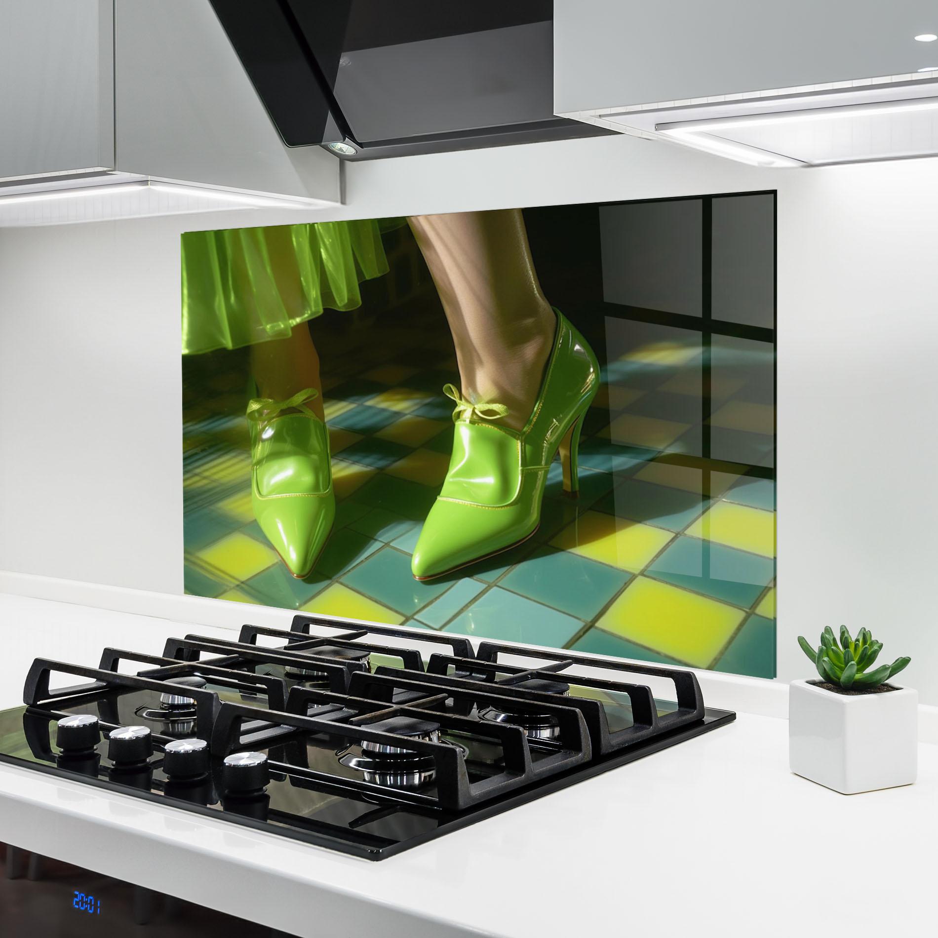 Küchenrückwand Glas Green Elegant Shoes mockup 6