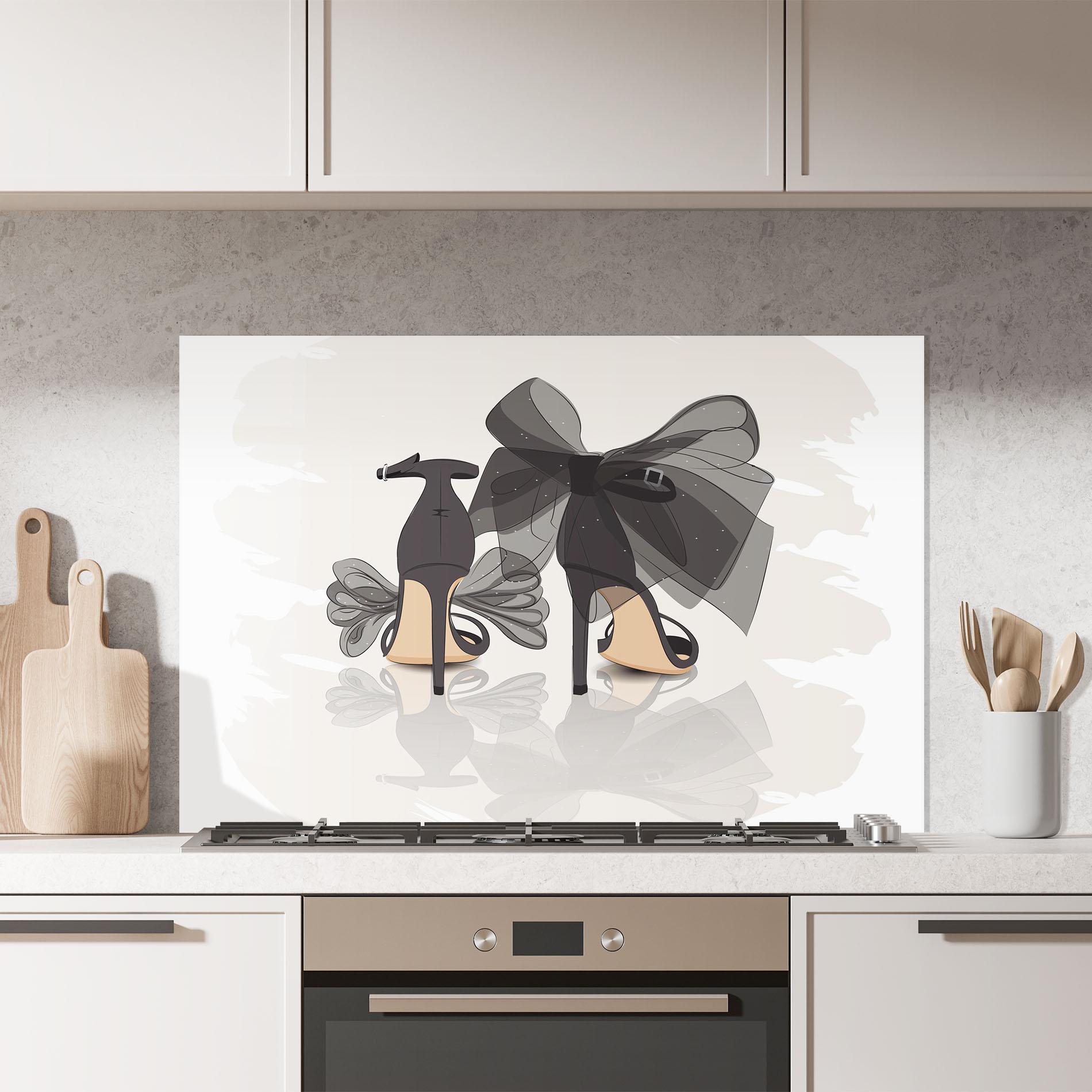 Küchenrückwand Glas Black Bow Heels mockup 7
