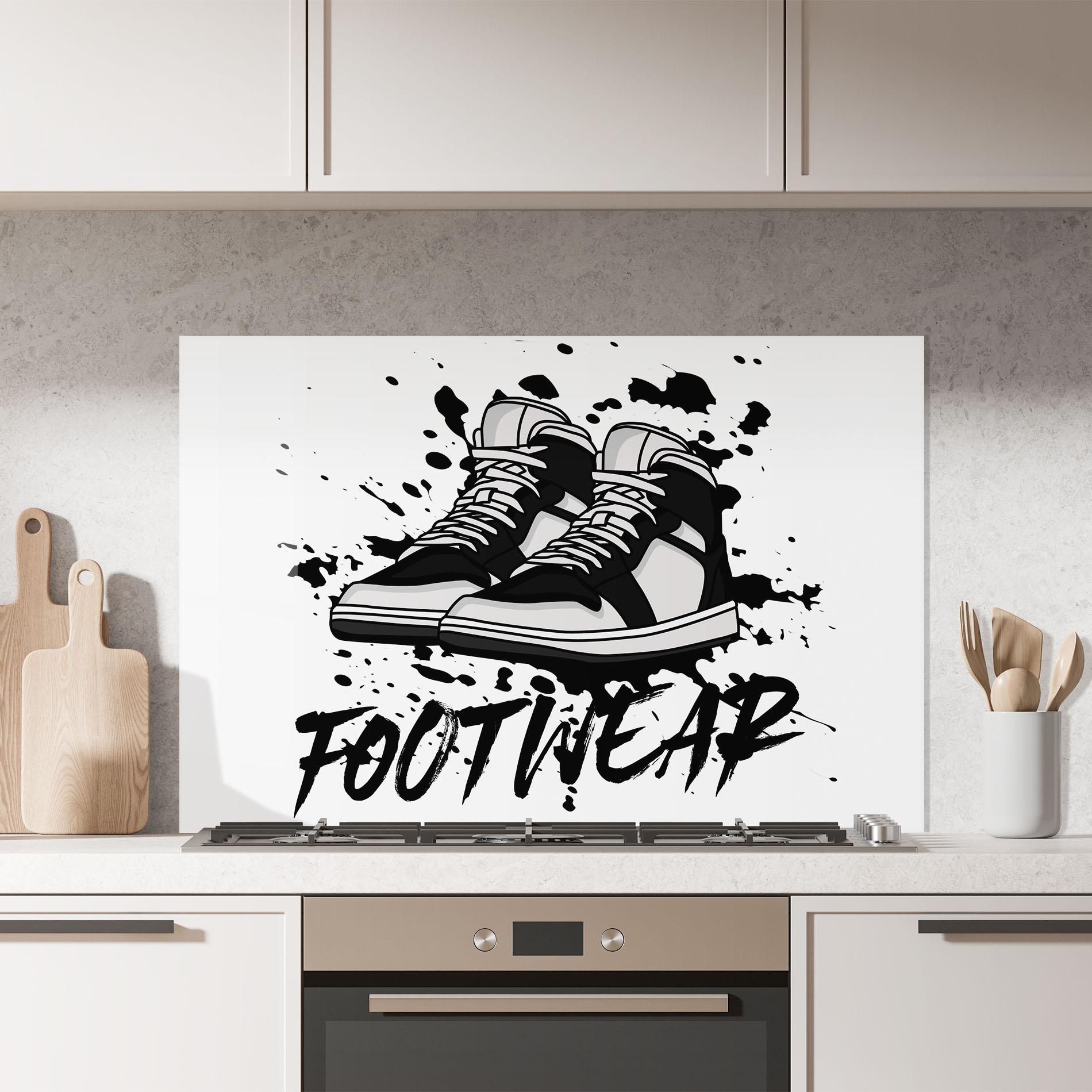 Küchenrückwand Glas Black Footwear mockup 7