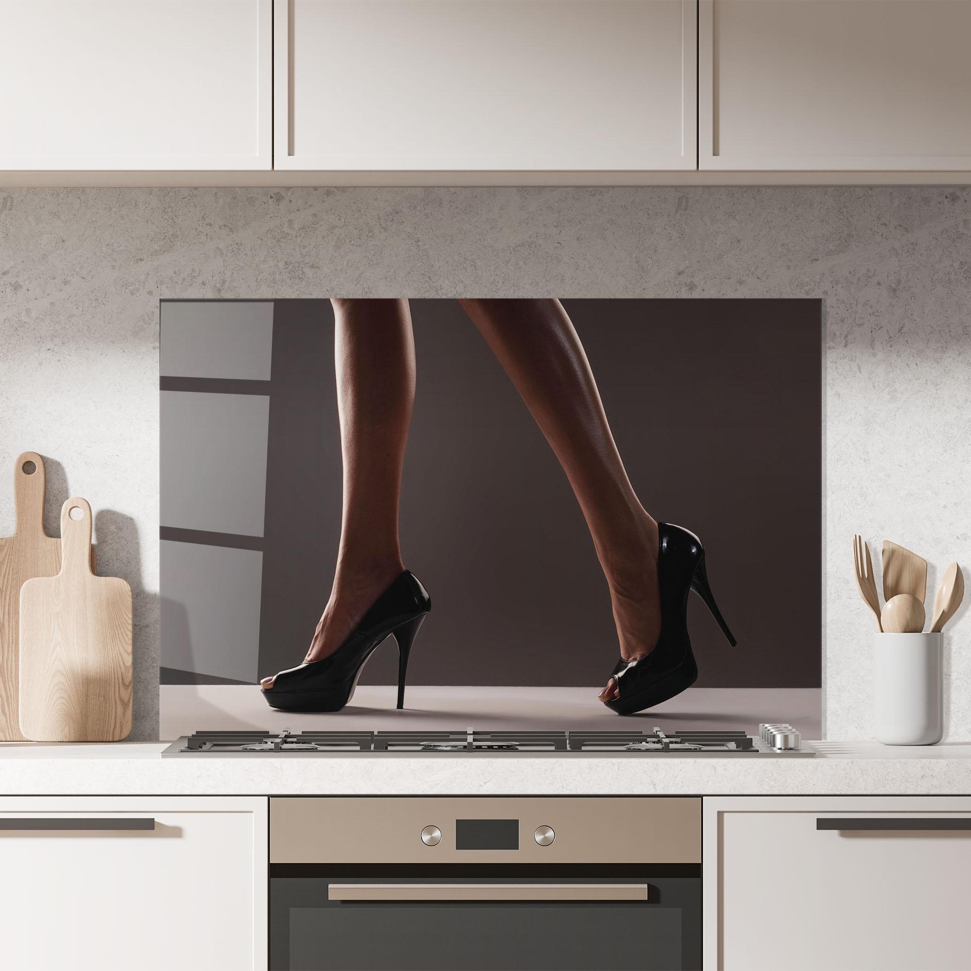 Küchenrückwand Glas Black High Heels mockup 7