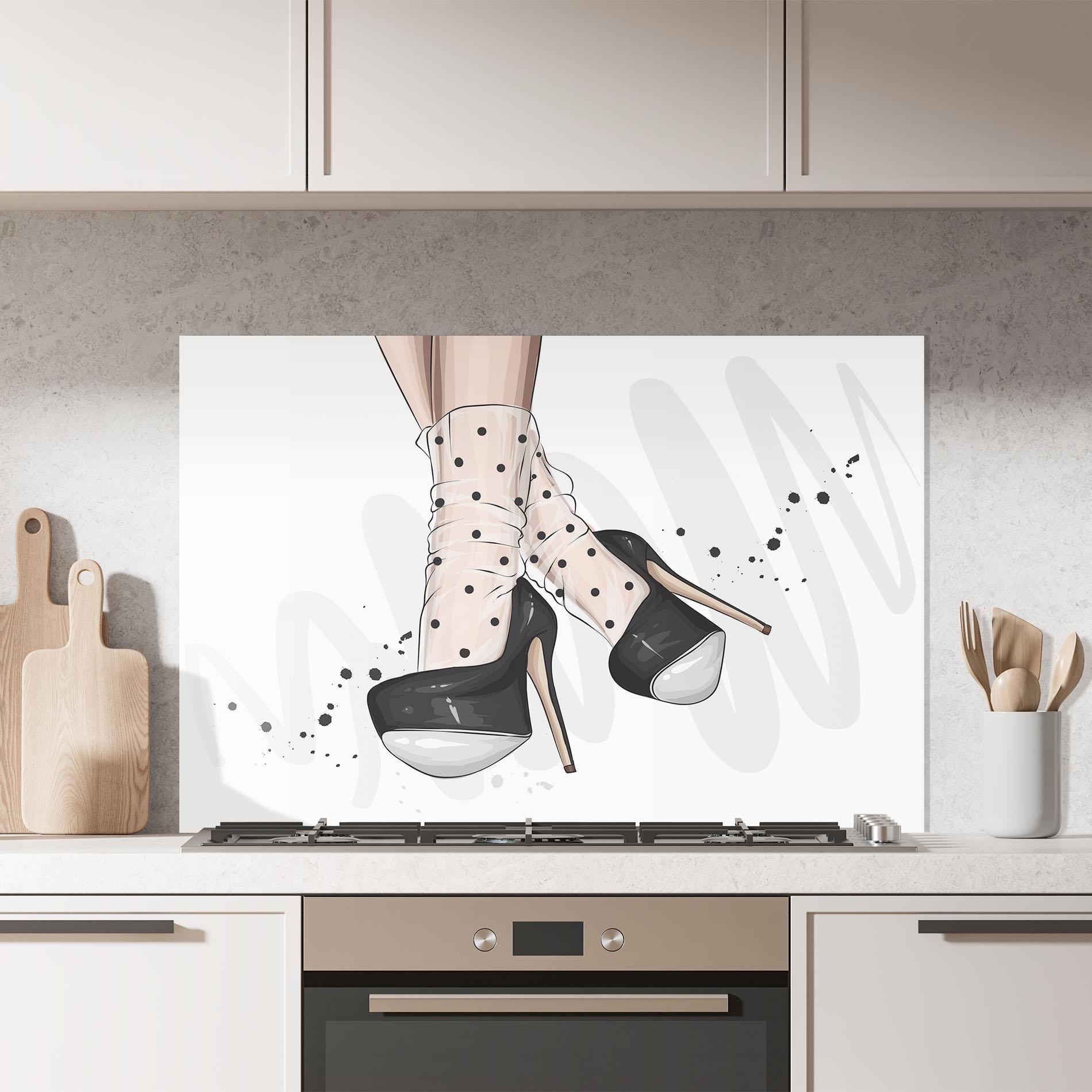 Küchenrückwand Glas Cute Black Heels Art mockup 7