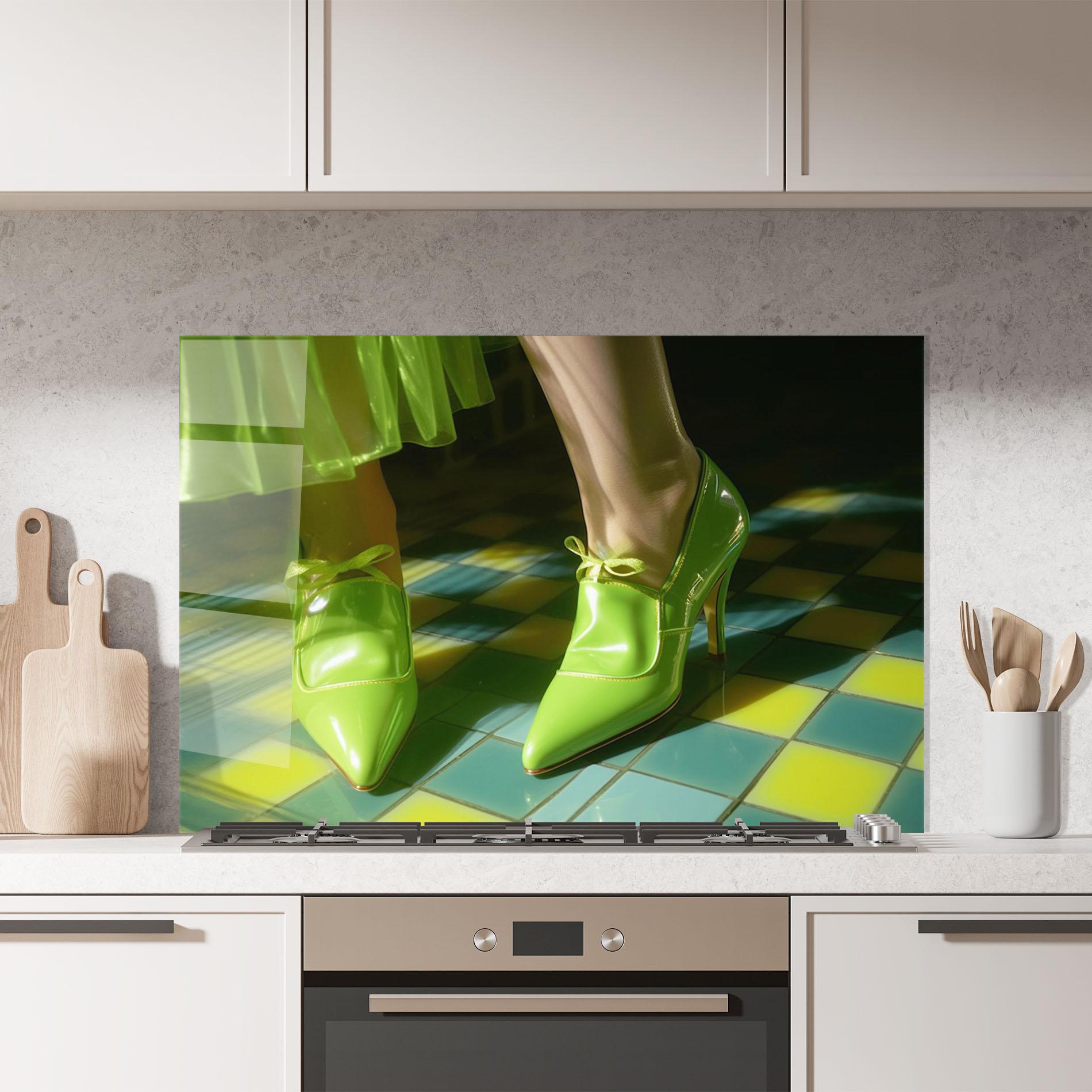 Küchenrückwand Glas Green Elegant Shoes mockup 7