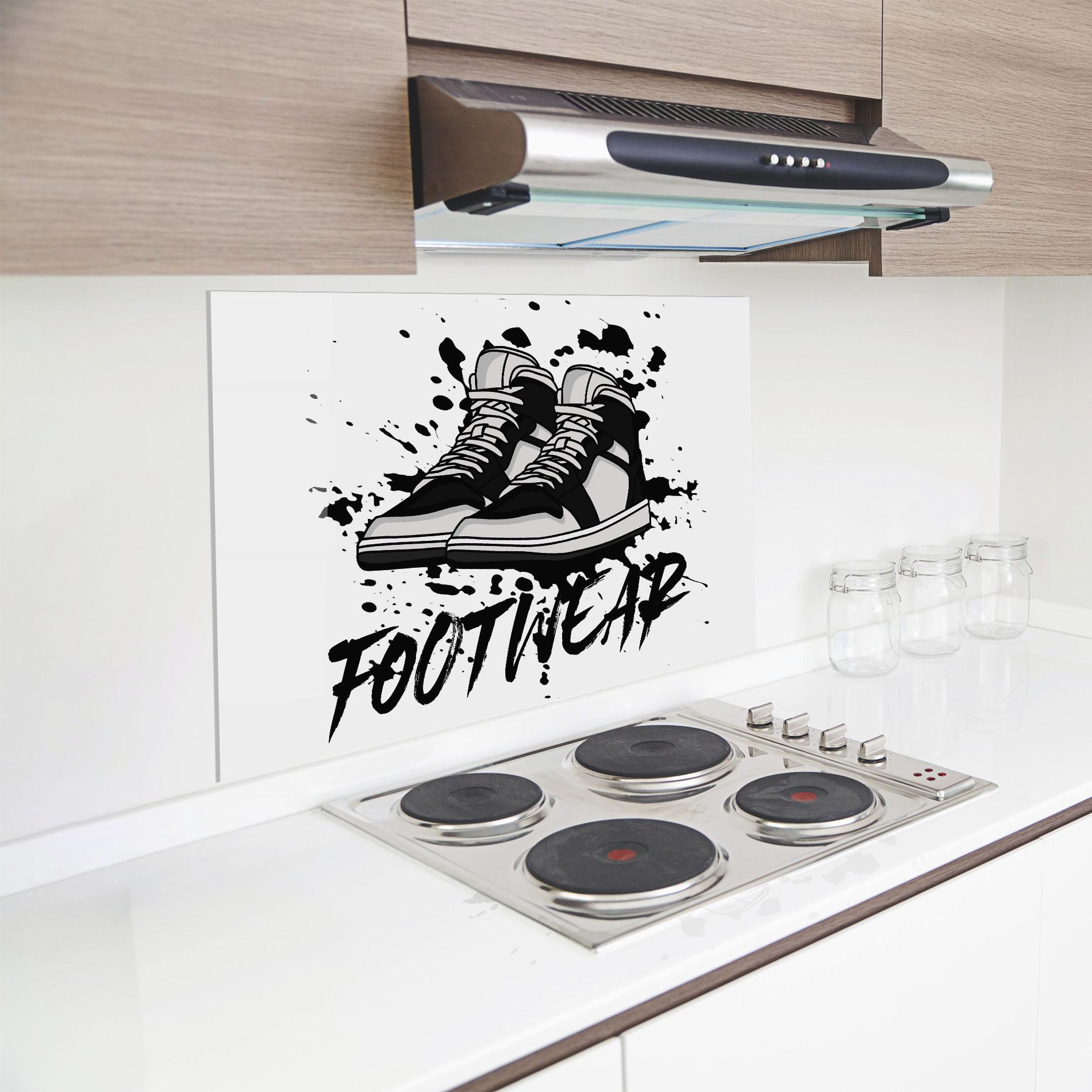 Küchenrückwand Glas Black Footwear mockup 8