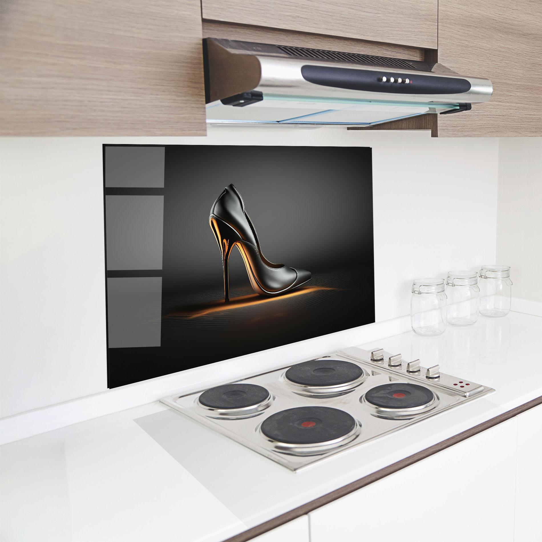 Küchenrückwand Glas Black Shoe Product mockup 8