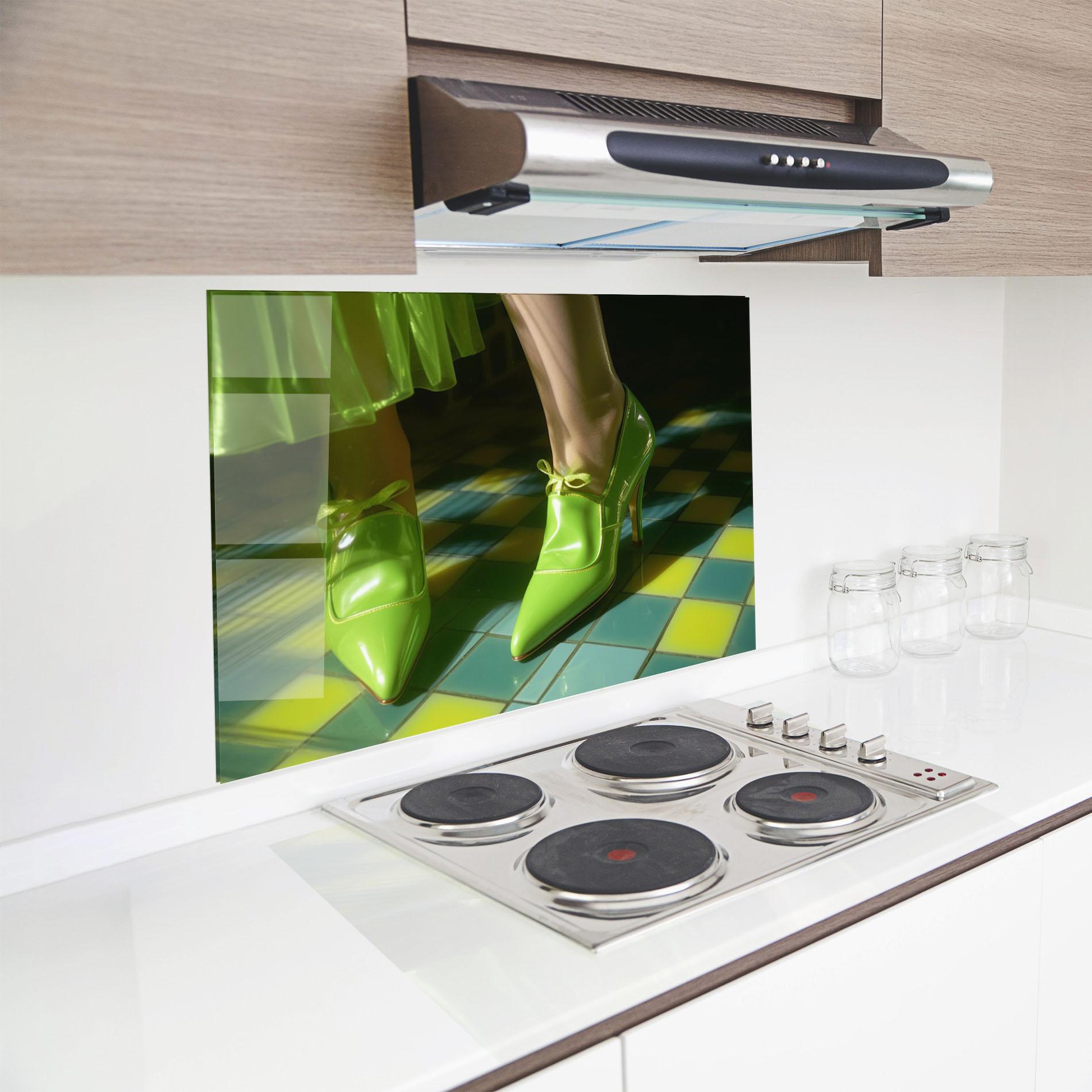 Küchenrückwand Glas Green Elegant Shoes mockup 8