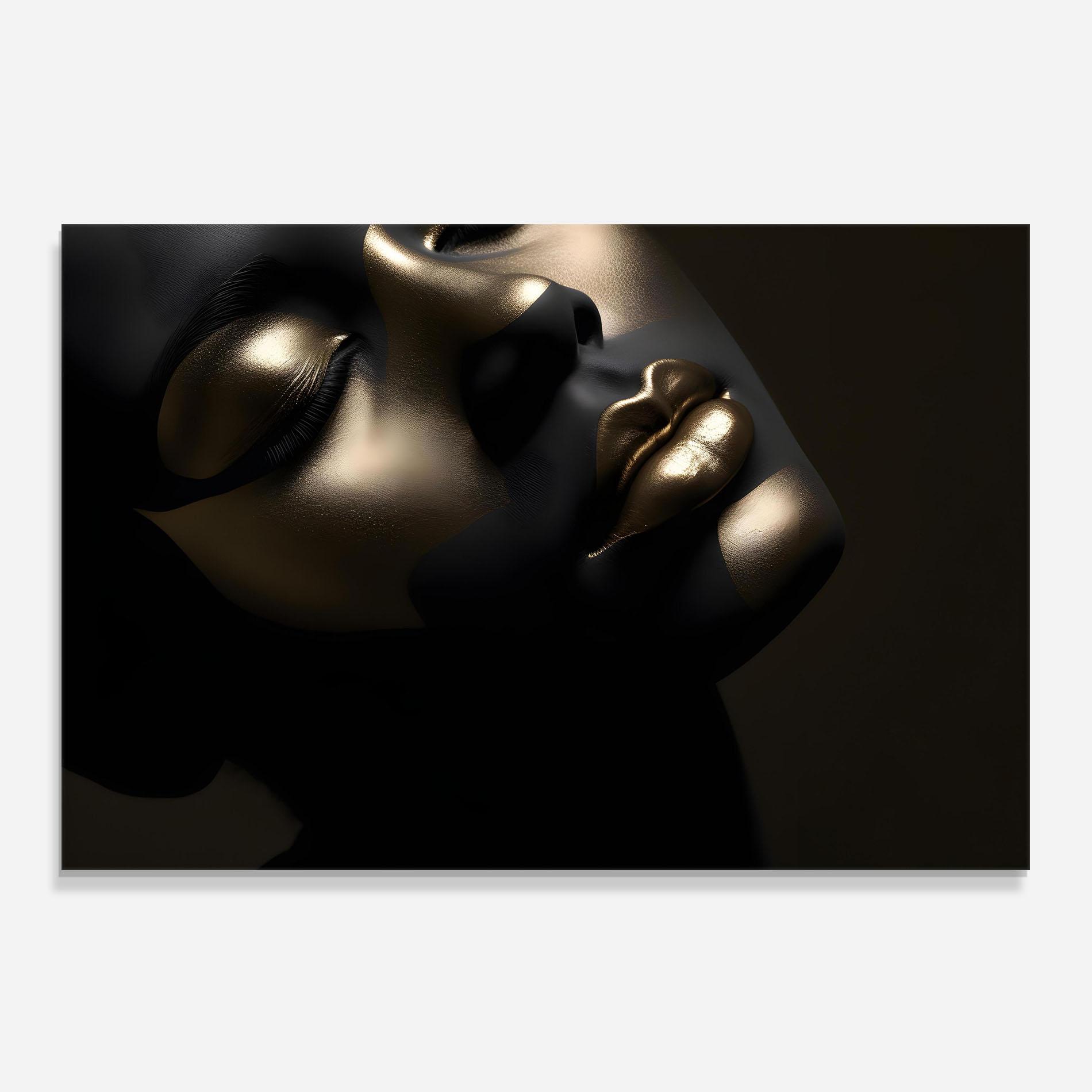 Küchenrückwand Glas Dark Gold Face mockup 0