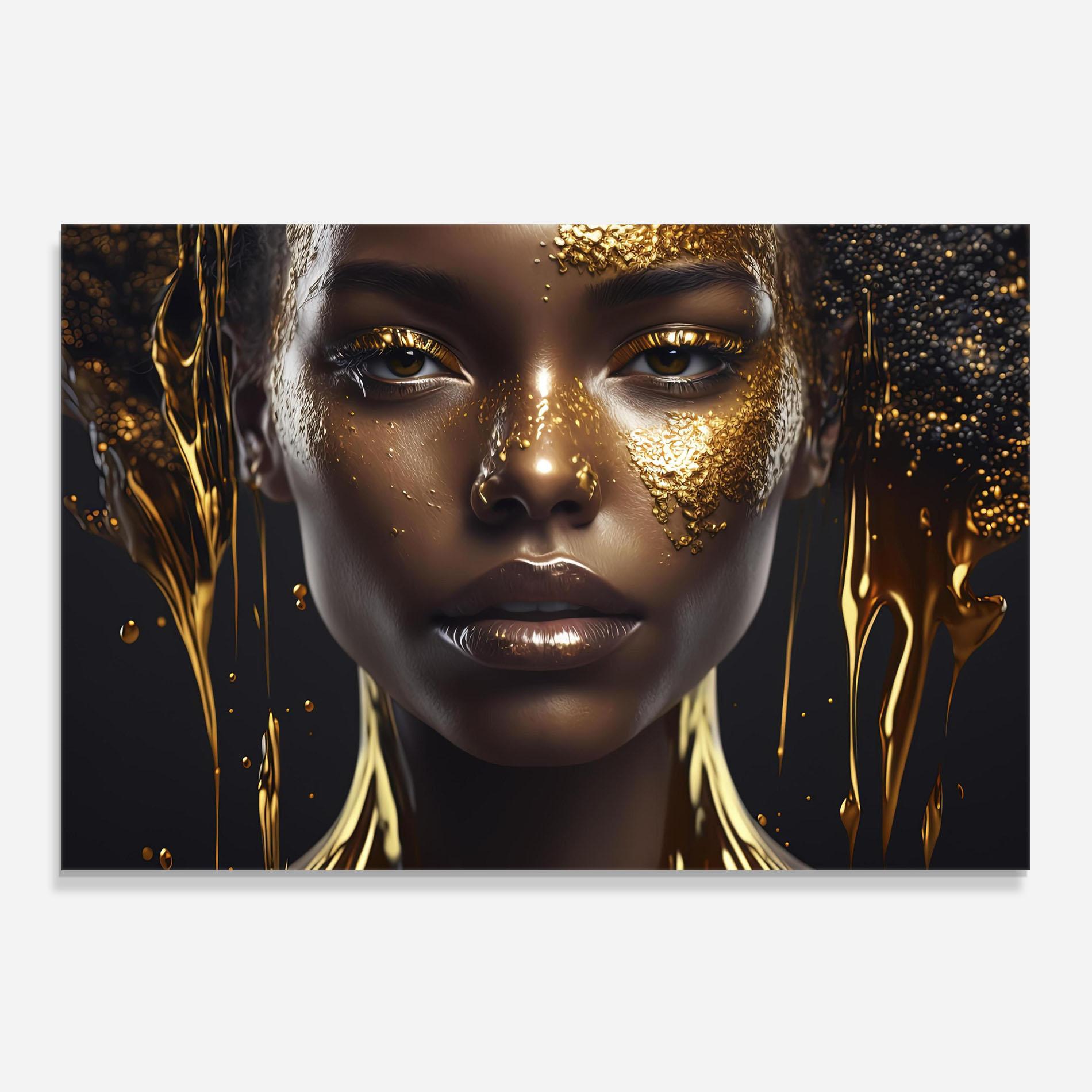 Küchenrückwand Glas Gold Portrait Falling mockup 0