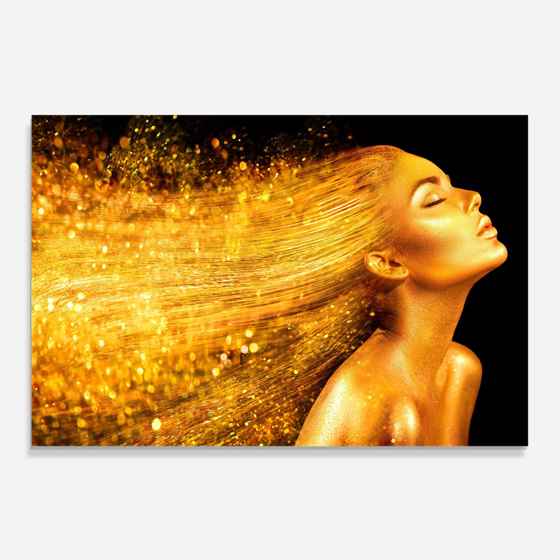 Küchenrückwand Glas Golden Girl mockup 0